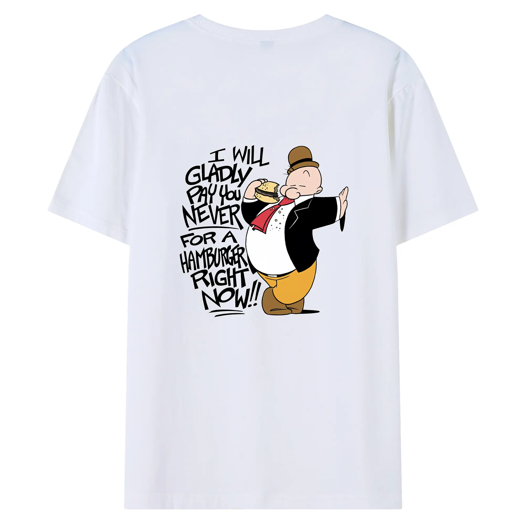 ポパイ グッズ ウィンピー - 綿100％ 半袖Tシャツ ・ バックプリント ・ 快適 通気性 ・ 日常使い 散歩 スポーツ用