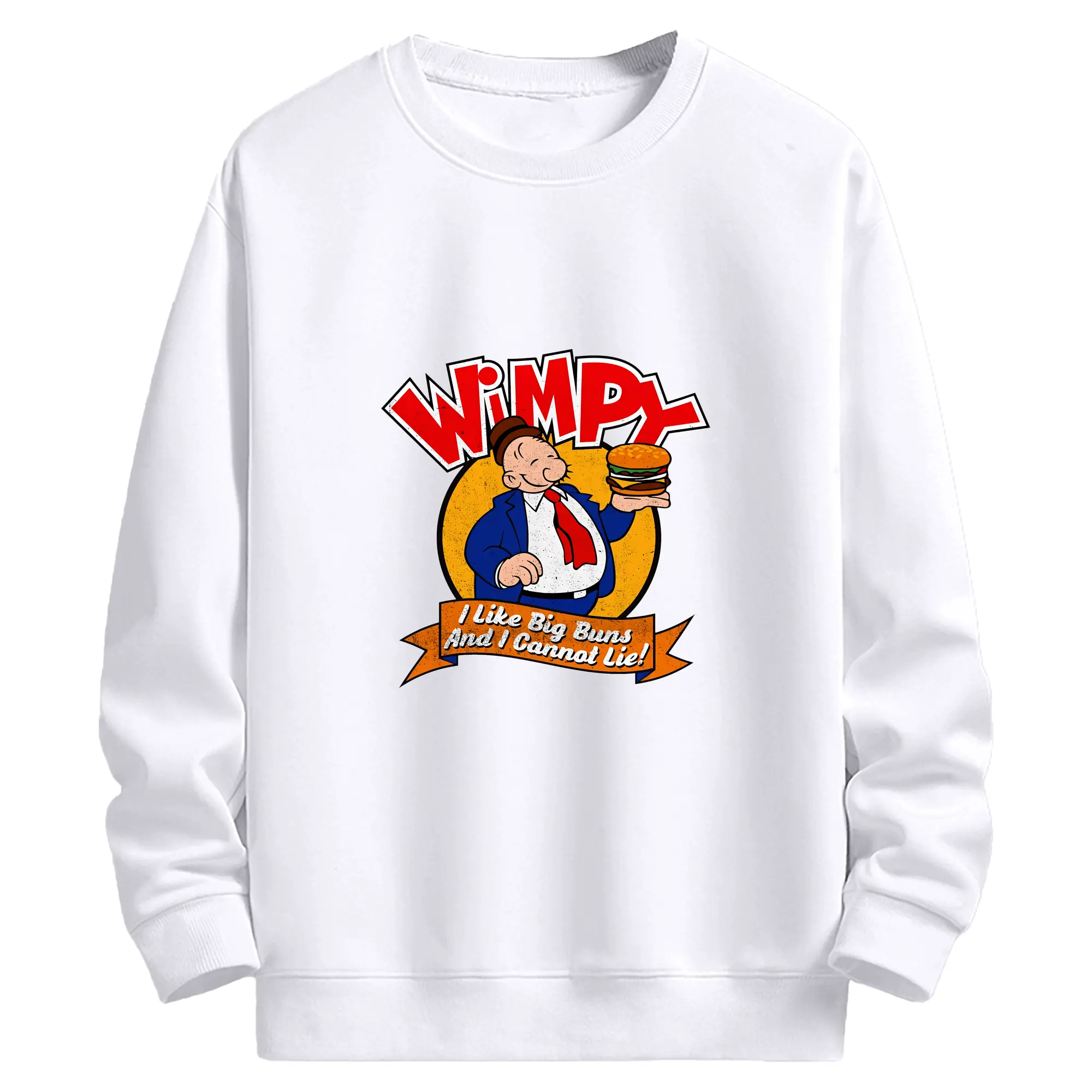 ポパイ グッズ ウィンピー - 高品質 クルーネック スウェット ・ コットン59％ ポリエステル41％ ・ ユニセックス 長袖 トレーナー ・ カジュアル デイリー スポーツ 散歩用