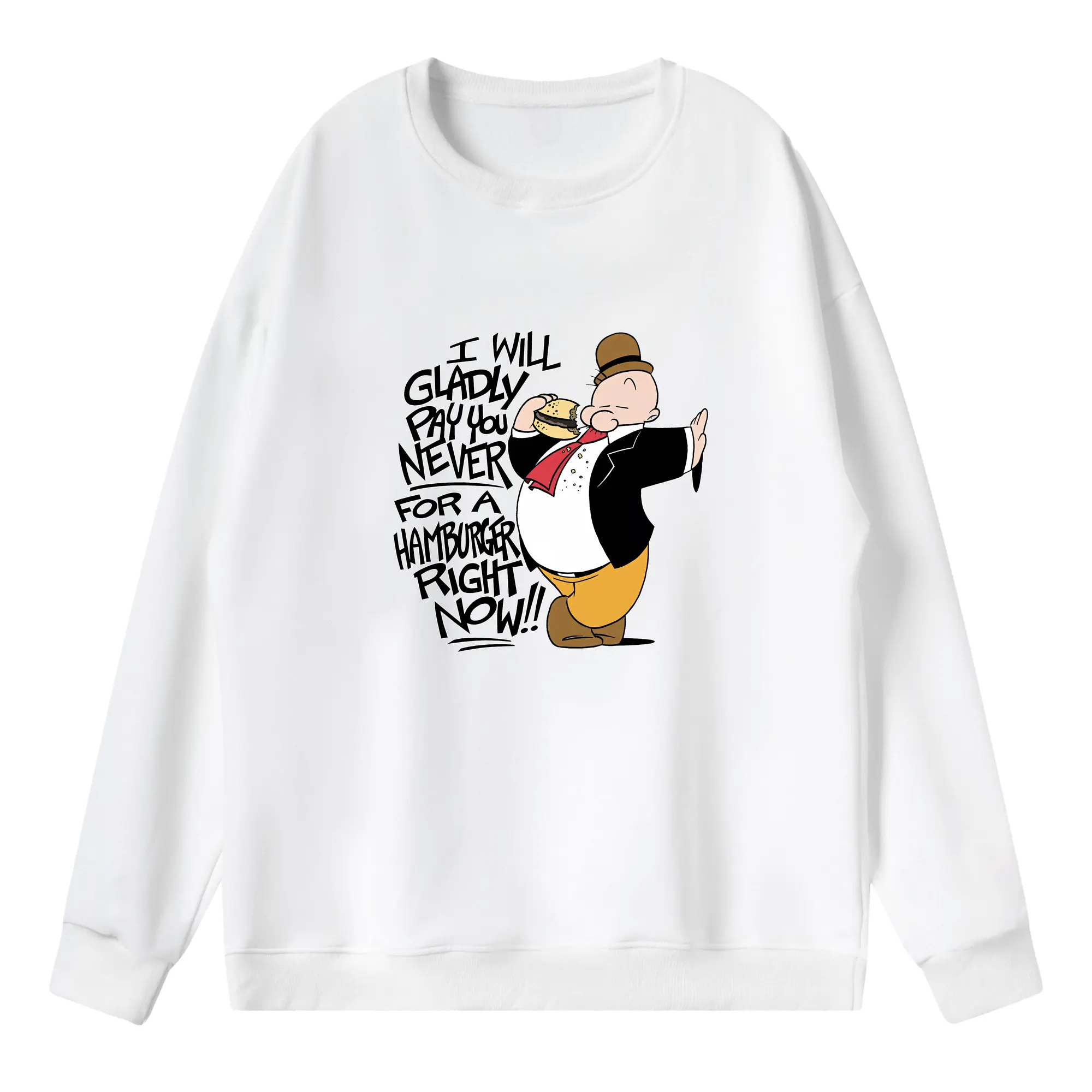 ポパイ グッズ ウィンピー - 薄手 クルーネック スウェット 裏毛260g · ポリエステル 春秋向け カジュアル 男女兼用 · トレーナー デイリー スポーツ 散歩に最適