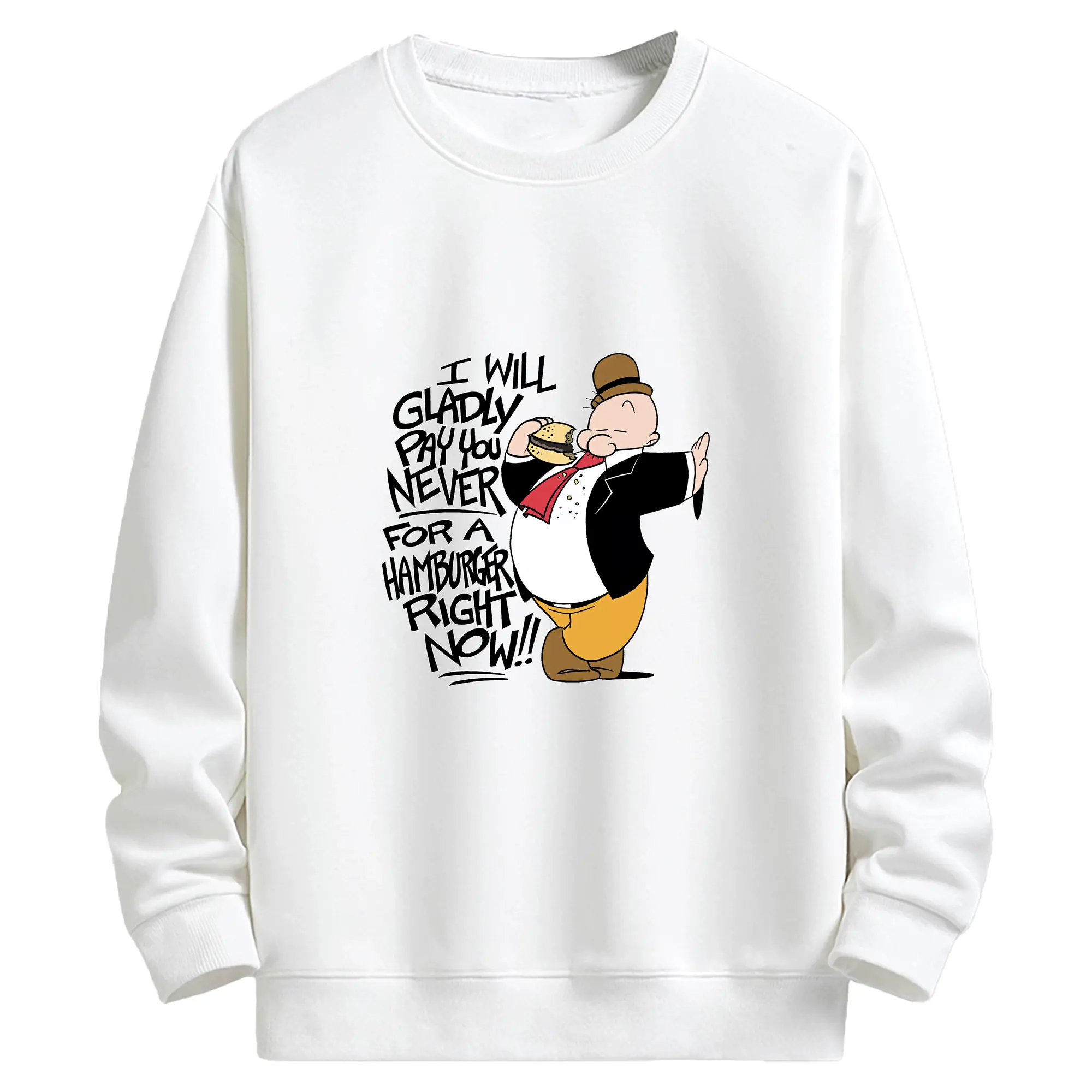 ポパイ グッズ ウィンピー - キッズ クルーネックスウェットシャツ ・ フロントプリント ・ 綿80％ ポリエステル20％ ・ 快適 通学 スポーツ 日常使い お散歩用