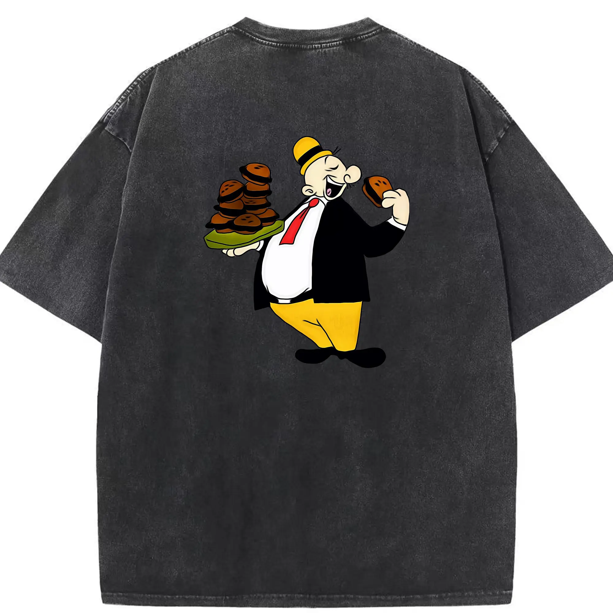 ポパイ グッズ ウィンピー - 綿100％ ヴィンテージ風 半袖Tシャツ ・ 背面プリント ・ 柔らか肌触り ・ 通気性 快適 ・ スポーツ カジュアル 外出用