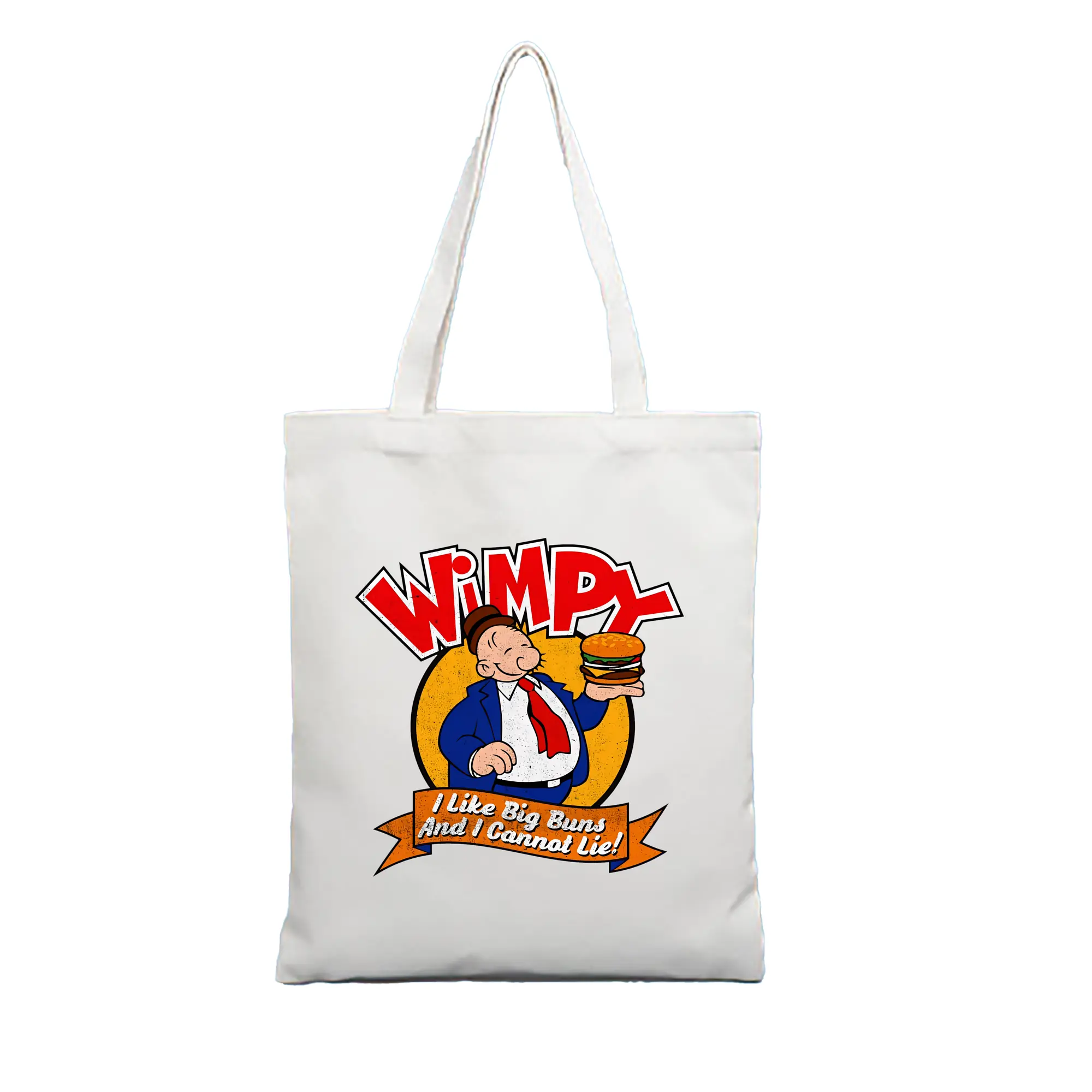 ポパイ グッズ ウィンピー - 縦型キャンバス手提げバッグ（トートバッグ） ・ キャンバス素材 ・ ショッピング用 ・ 軽量 丈夫 お手入れ簡単