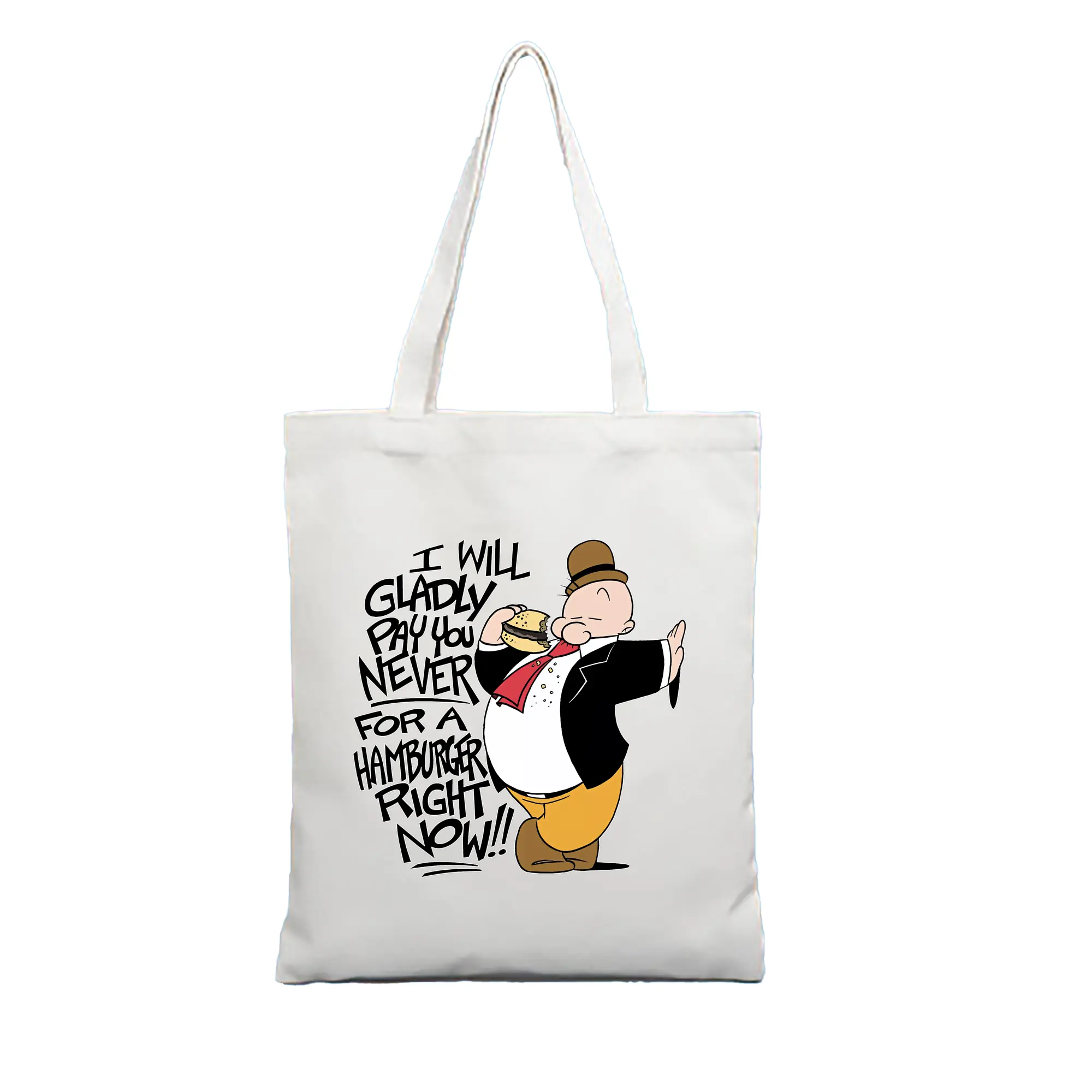 ポパイ グッズ ウィンピー - 縦型キャンバス手提げバッグ（トートバッグ） ・ キャンバス素材 ・ ショッピング用 ・ 軽量 丈夫 お手入れ簡単