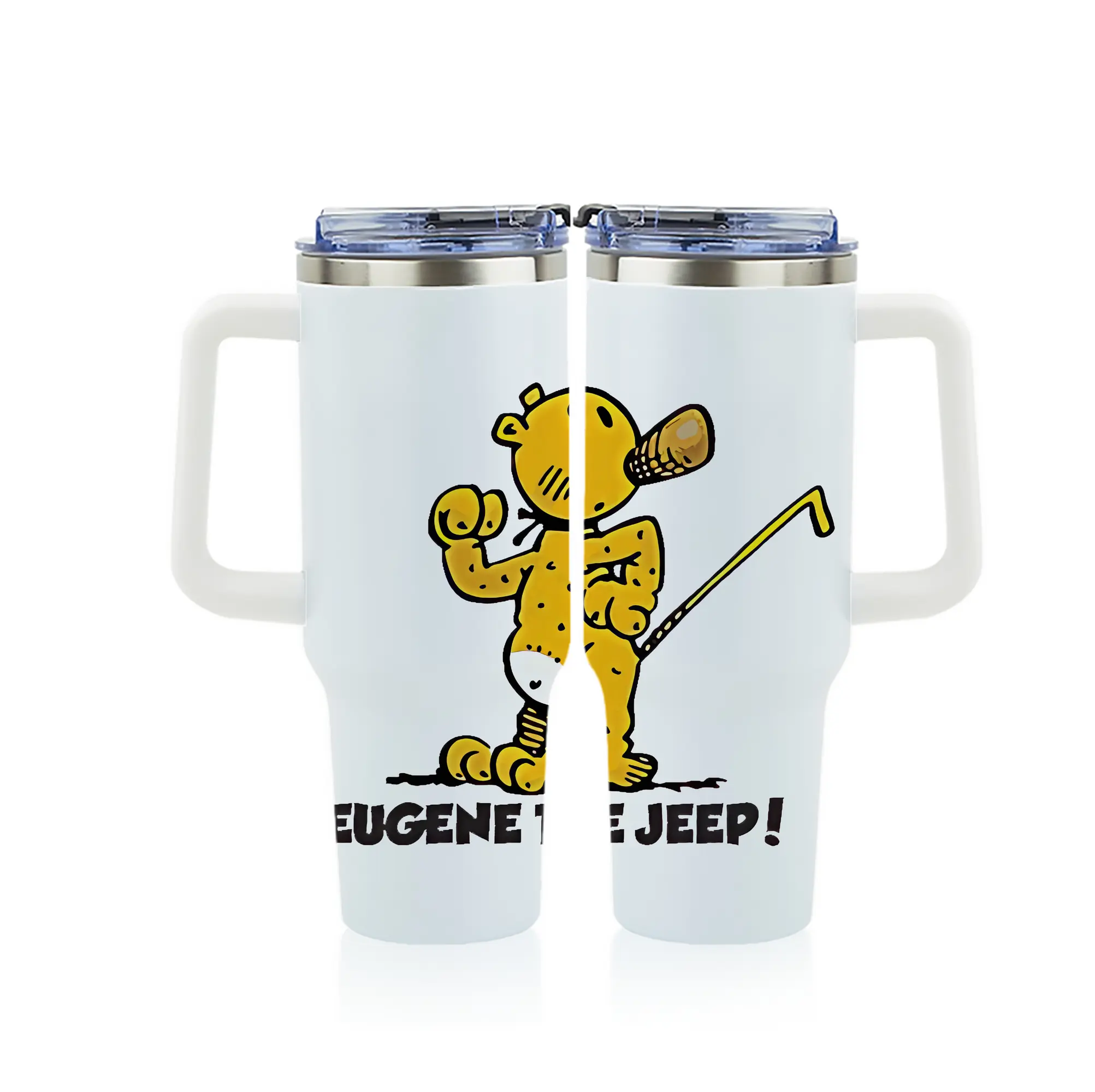 ポパイ グッズ ユージーン・ザ・ジープ - 1200mL フルプリント車用タンブラー ・ 304ステンレス 内側 ・ 201ステンレス 外側 ・ 保温 保冷 ・ 通勤 ドライブ アウトドア用