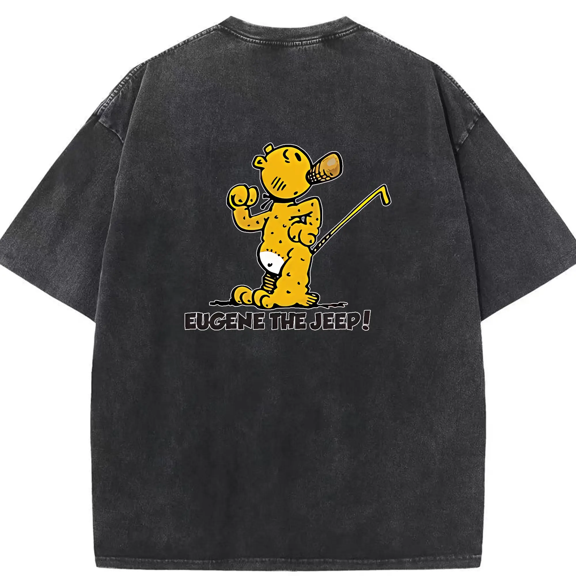 ポパイ グッズ ユージーン・ザ・ジープ - 綿100％ ヴィンテージ風 半袖Tシャツ ・ 背面プリント ・ 柔らか肌触り ・ 通気性 快適 ・ スポーツ カジュアル 外出用