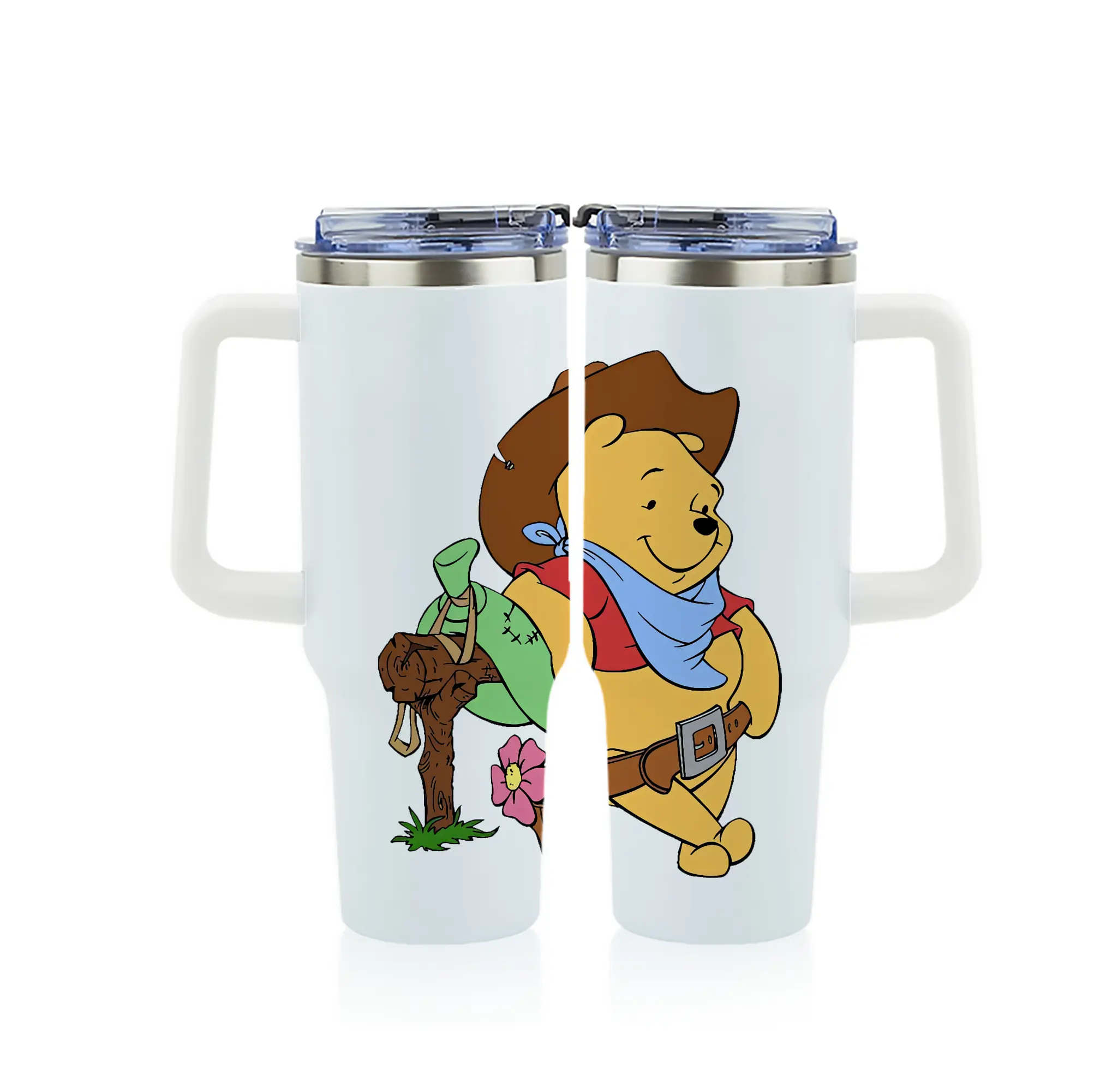 プーさん グッズ くまのプーさん - 1200mL フルプリント車用タンブラー ・ 304ステンレス 内側 ・ 201ステンレス 外側 ・ 保温 保冷 ・ 通勤 ドライブ アウトドア用