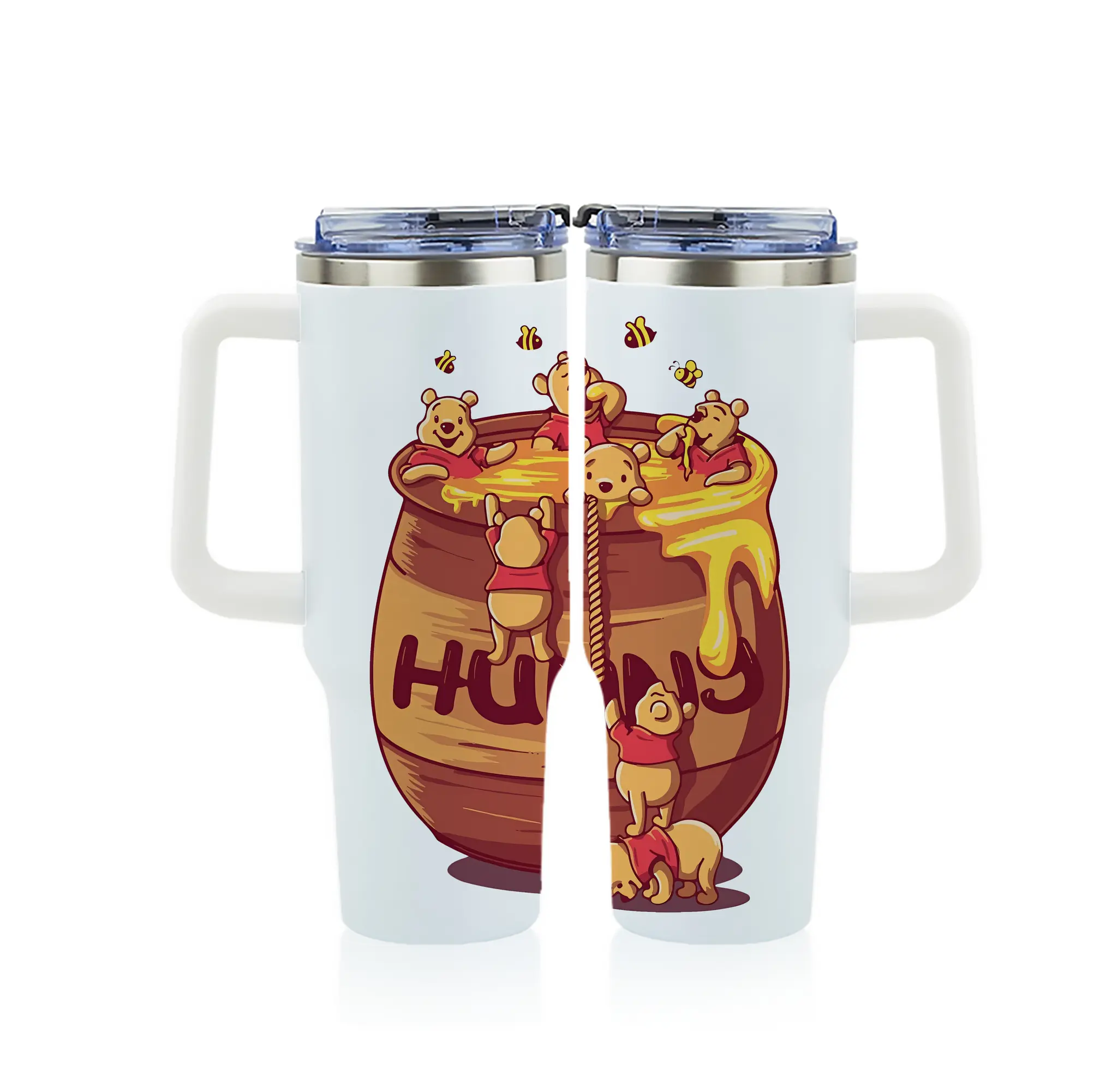 プーさん グッズ くまのプーさん - 1200mL フルプリント車用タンブラー ・ 304ステンレス 内側 ・ 201ステンレス 外側 ・ 保温 保冷 ・ 通勤 ドライブ アウトドア用