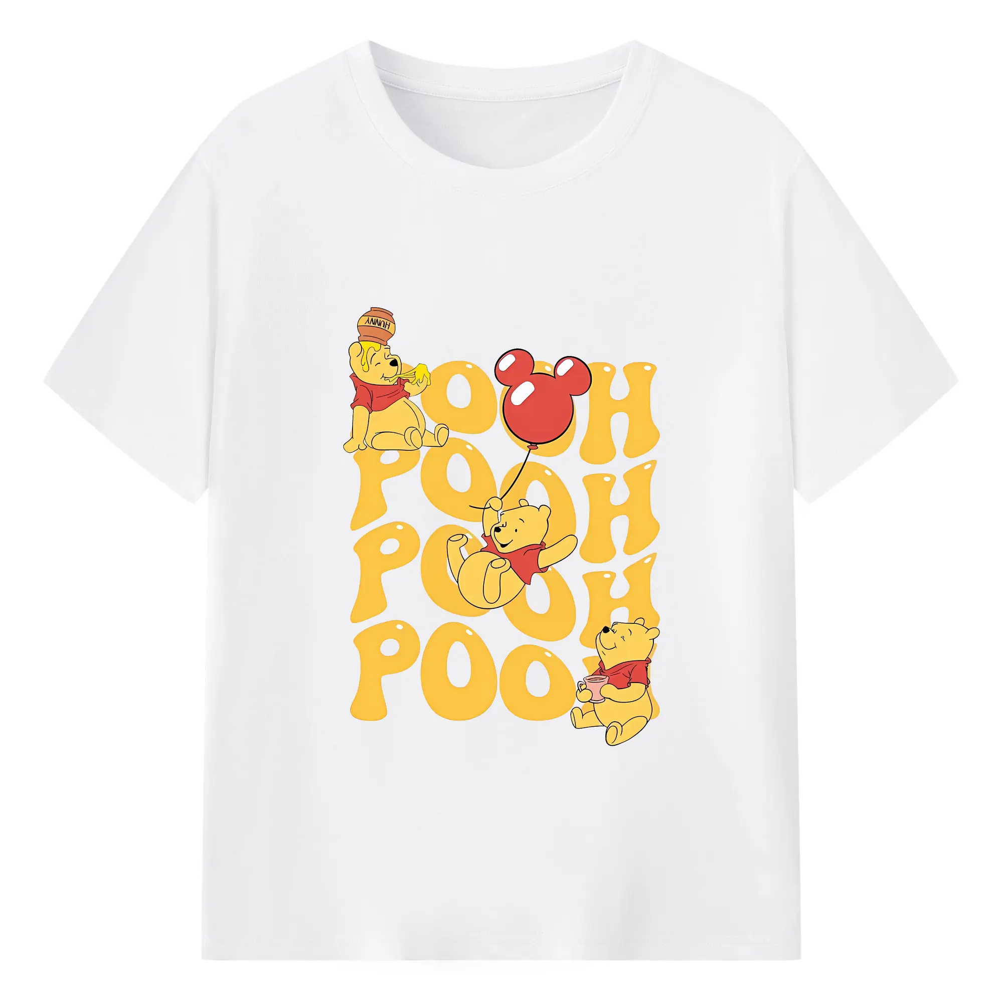 プーさん グッズ くまのプーさん - 綿100％ 半袖Tシャツ ・ フロントプリント ・ 快適 通気性 ・ 日常使い 散歩 スポーツ用