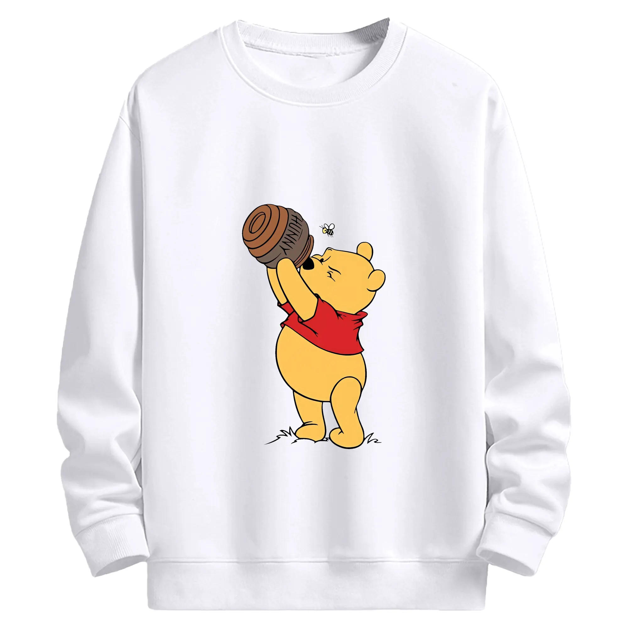 プーさん グッズ くまのプーさん - 高品質 クルーネック スウェット ・ コットン59％ ポリエステル41％ ・ ユニセックス 長袖 トレーナー ・ カジュアル デイリー スポーツ 散歩用