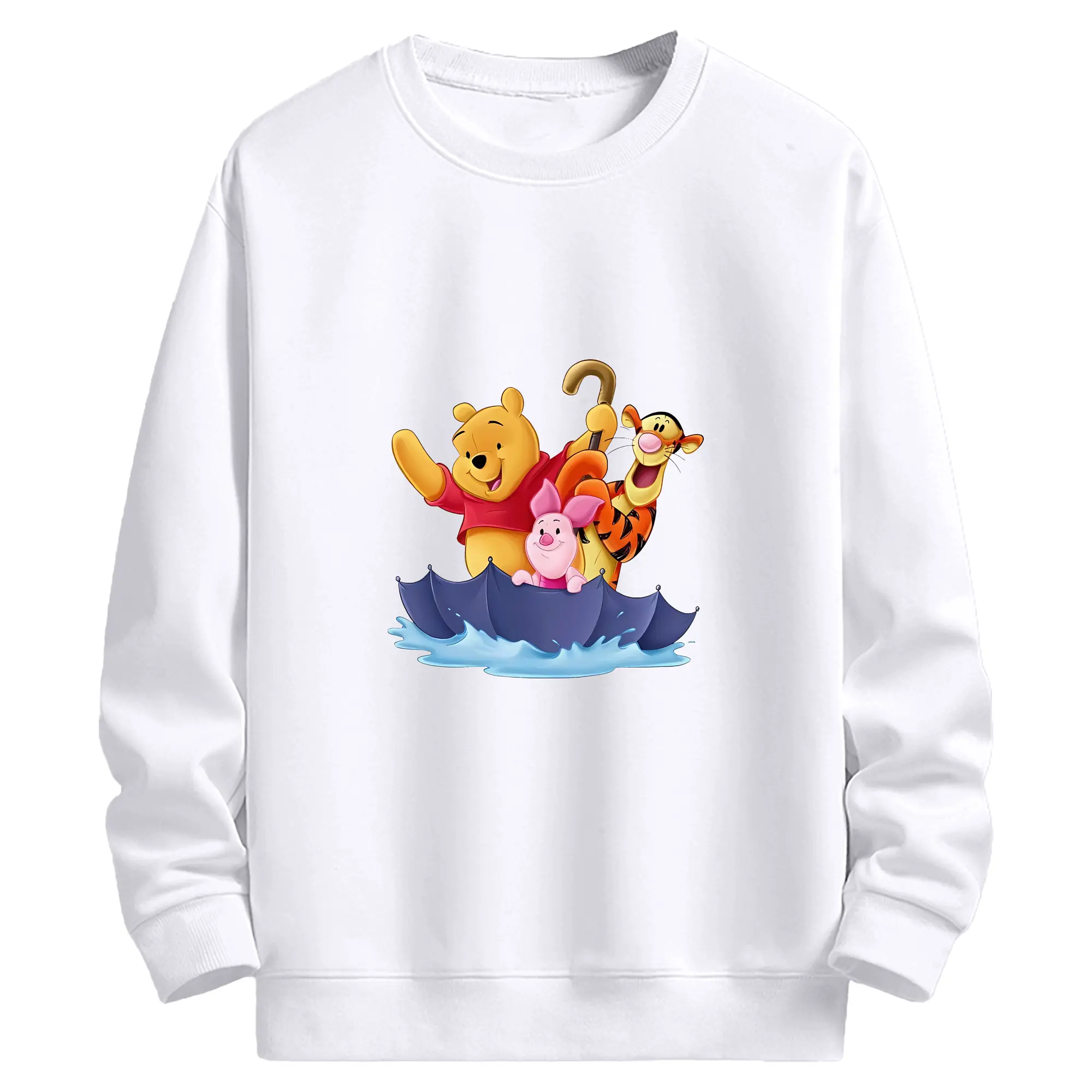 プーさん グッズ くまのプーさん - 高品質 クルーネック スウェット ・ コットン59％ ポリエステル41％ ・ ユニセックス 長袖 トレーナー ・ カジュアル デイリー スポーツ 散歩用