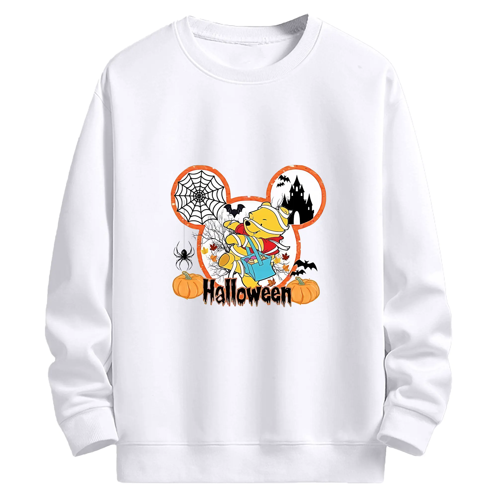 プーさん グッズ くまのプーさん - 高品質 クルーネック スウェット ・ コットン59％ ポリエステル41％ ・ ユニセックス 長袖 トレーナー ・ カジュアル デイリー スポーツ 散歩用