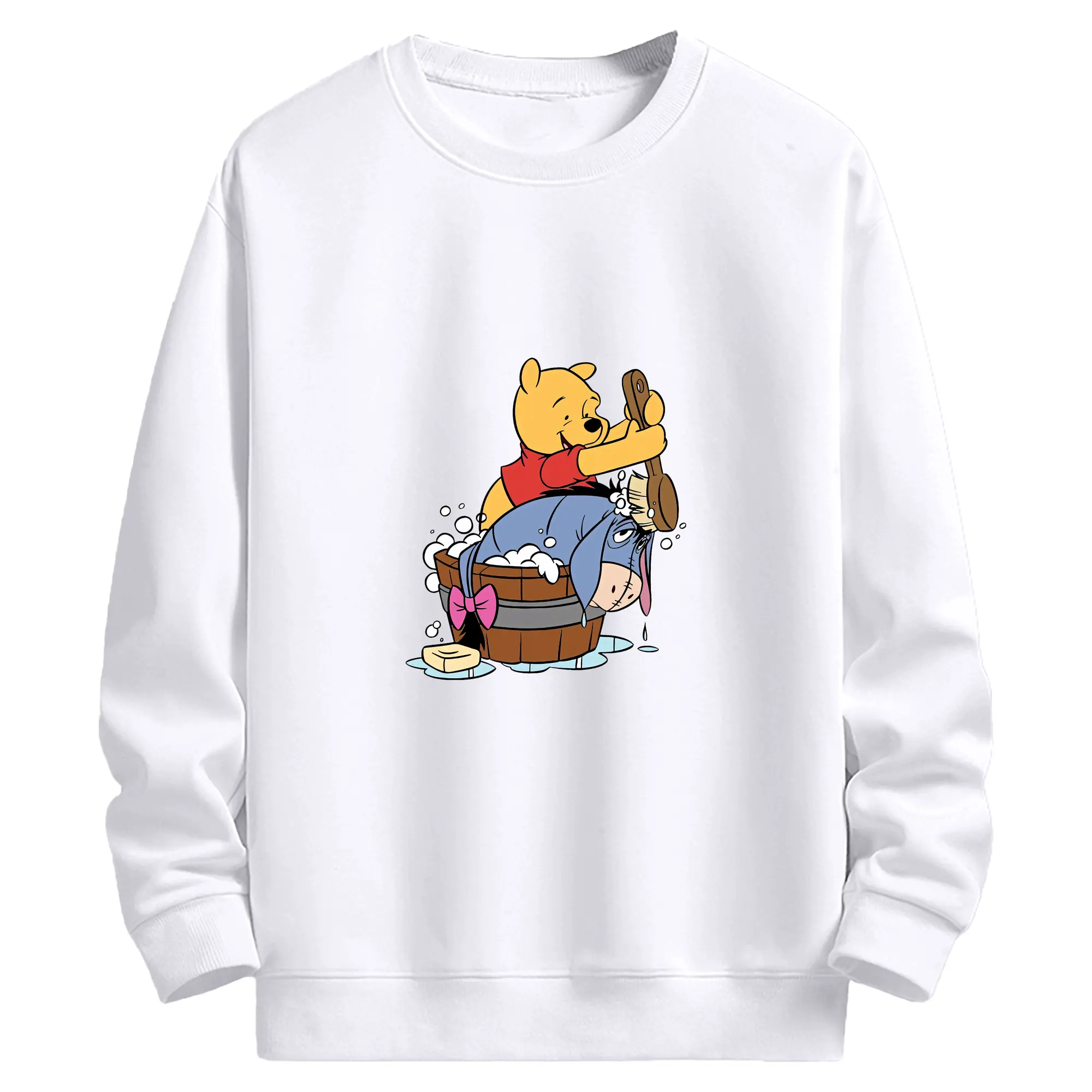 プーさん グッズ くまのプーさん - 高品質 クルーネック スウェット ・ コットン59％ ポリエステル41％ ・ ユニセックス 長袖 トレーナー ・ カジュアル デイリー スポーツ 散歩用