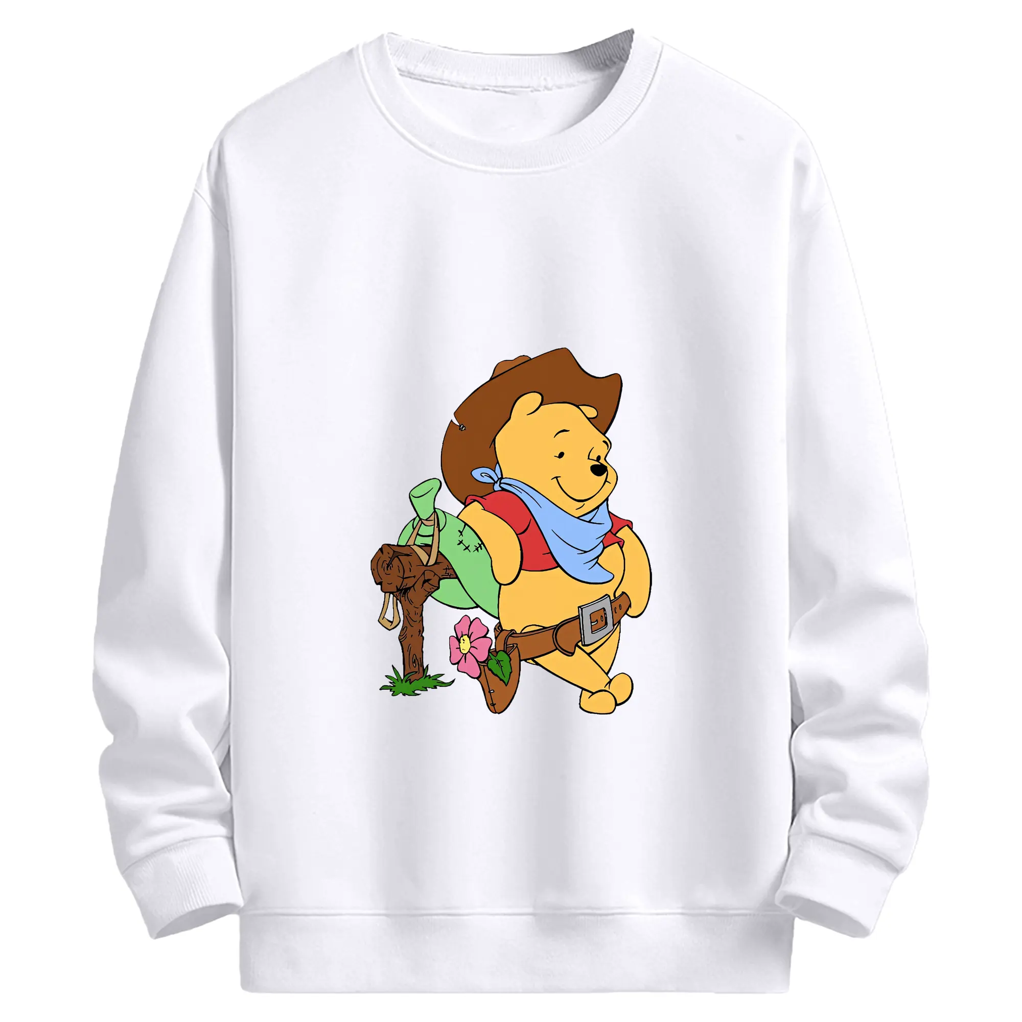 プーさん グッズ くまのプーさん - 高品質 クルーネック スウェット ・ コットン59％ ポリエステル41％ ・ ユニセックス 長袖 トレーナー ・ カジュアル デイリー スポーツ 散歩用