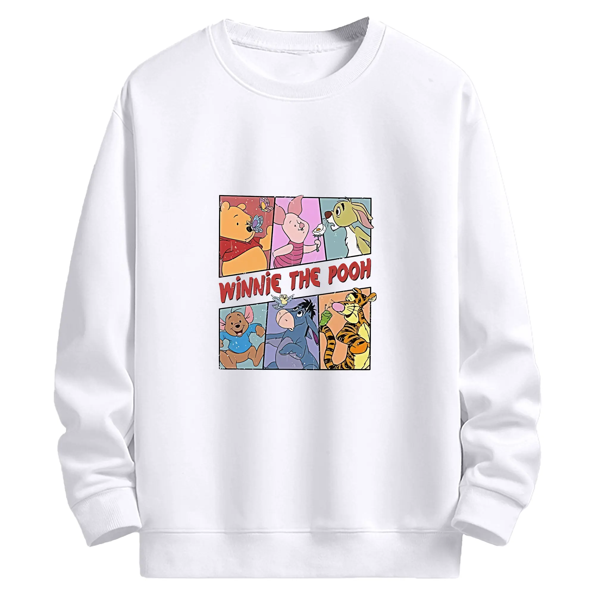 プーさん グッズ くまのプーさん - 高品質 クルーネック スウェット ・ コットン59％ ポリエステル41％ ・ ユニセックス 長袖 トレーナー ・ カジュアル デイリー スポーツ 散歩用