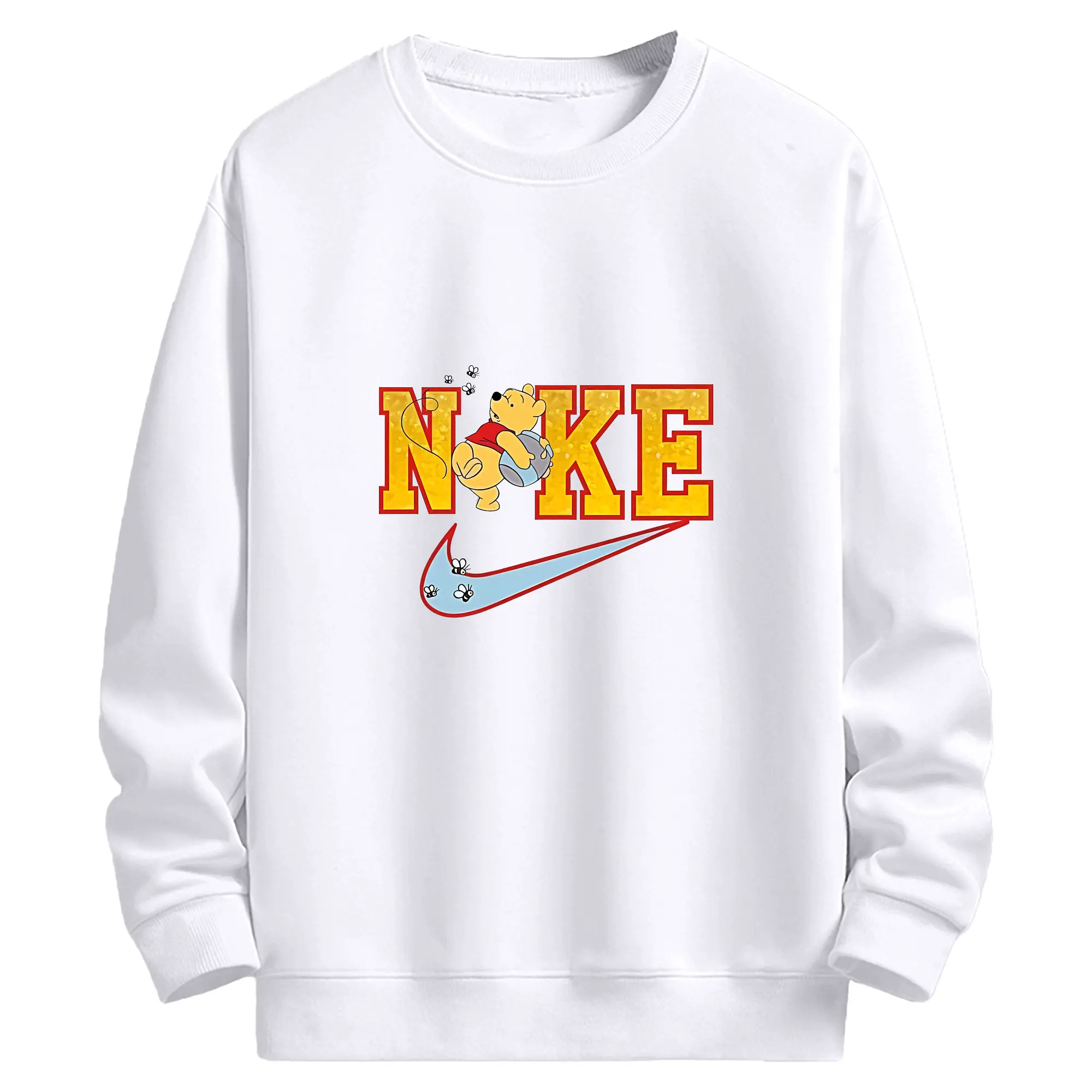 プーさん グッズ くまのプーさん - 高品質 クルーネック スウェット ・ コットン59％ ポリエステル41％ ・ ユニセックス 長袖 トレーナー ・ カジュアル デイリー スポーツ 散歩用