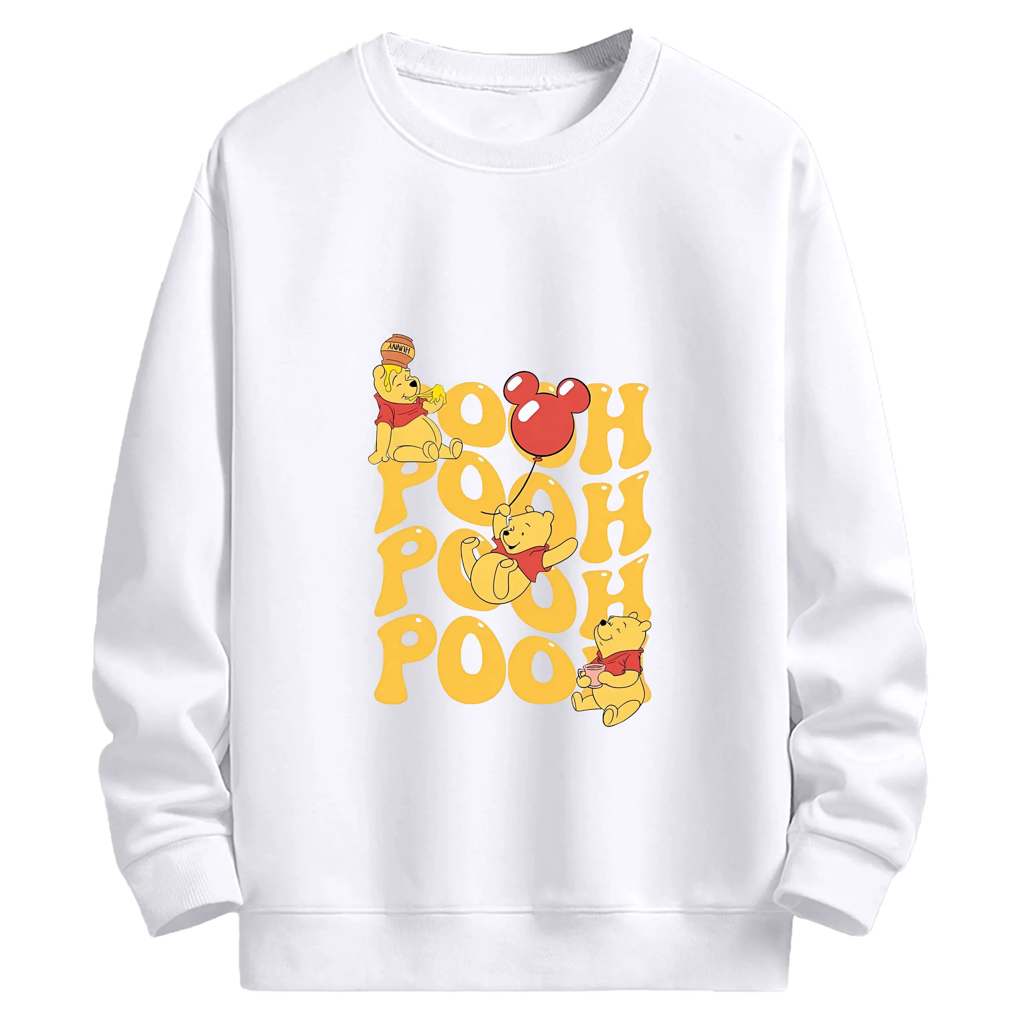 プーさん グッズ くまのプーさん - 高品質 クルーネック スウェット ・ コットン59％ ポリエステル41％ ・ ユニセックス 長袖 トレーナー ・ カジュアル デイリー スポーツ 散歩用