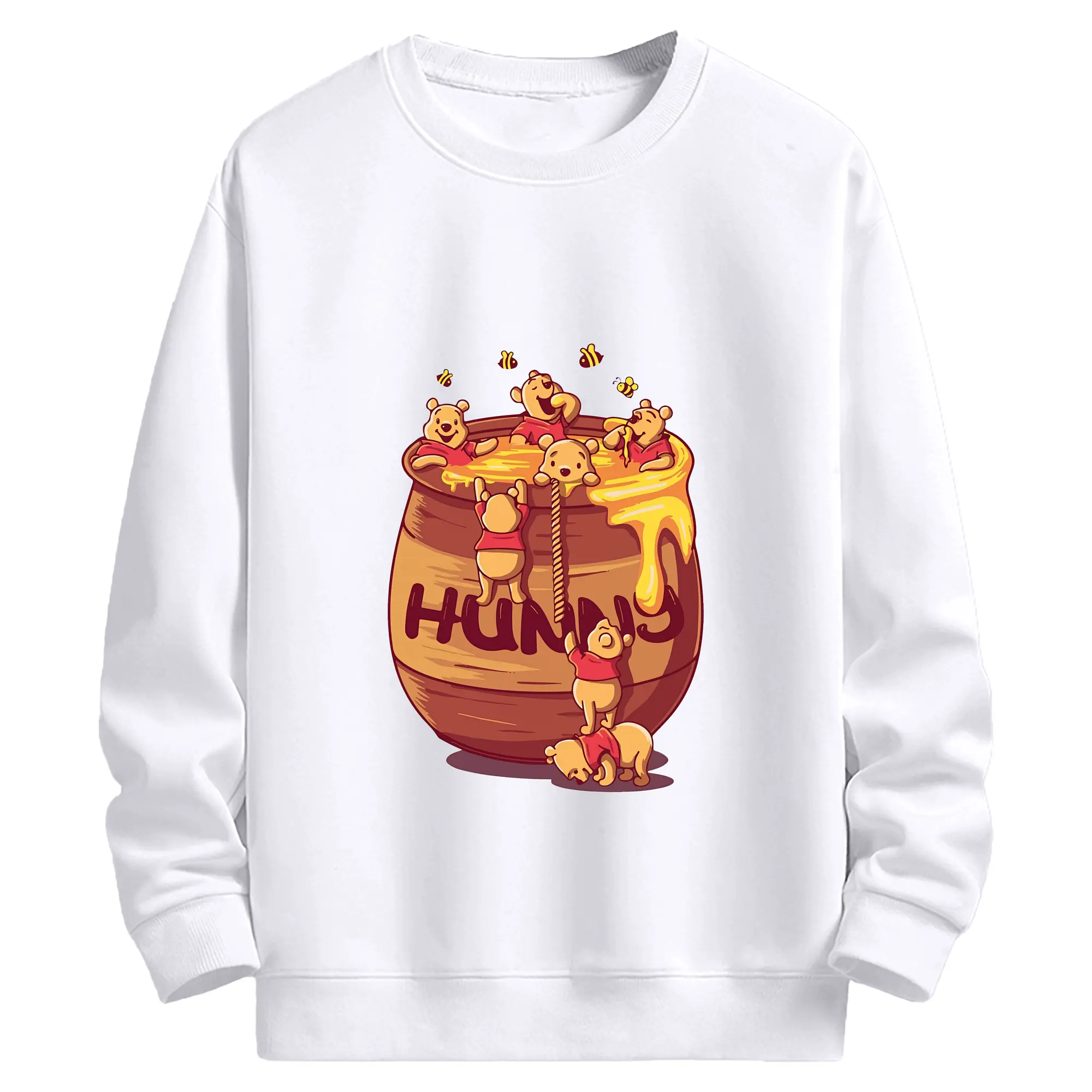 プーさん グッズ くまのプーさん - 高品質 クルーネック スウェット ・ コットン59％ ポリエステル41％ ・ ユニセックス 長袖 トレーナー ・ カジュアル デイリー スポーツ 散歩用