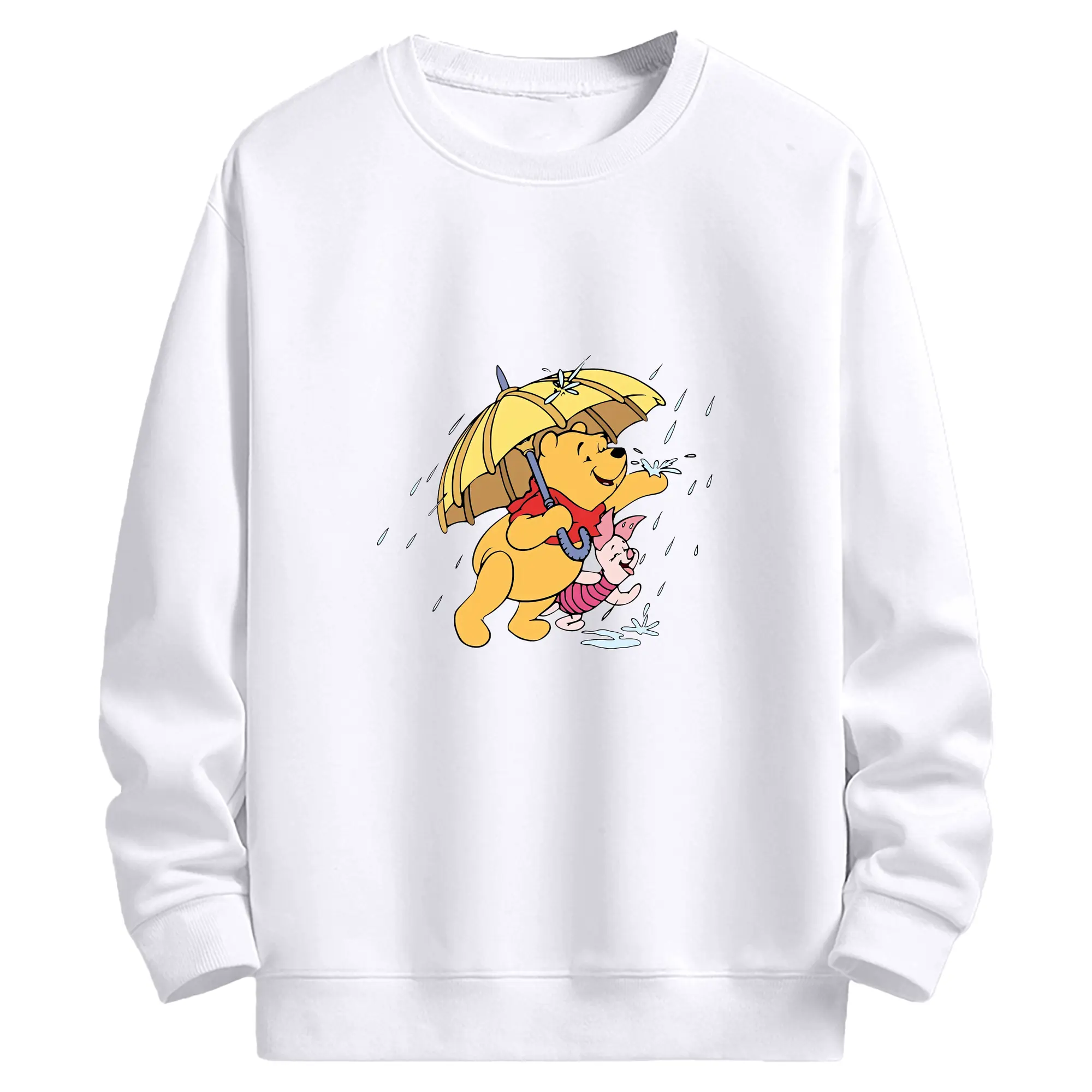 プーさん グッズ くまのプーさん - 高品質 クルーネック スウェット ・ コットン59％ ポリエステル41％ ・ ユニセックス 長袖 トレーナー ・ カジュアル デイリー スポーツ 散歩用