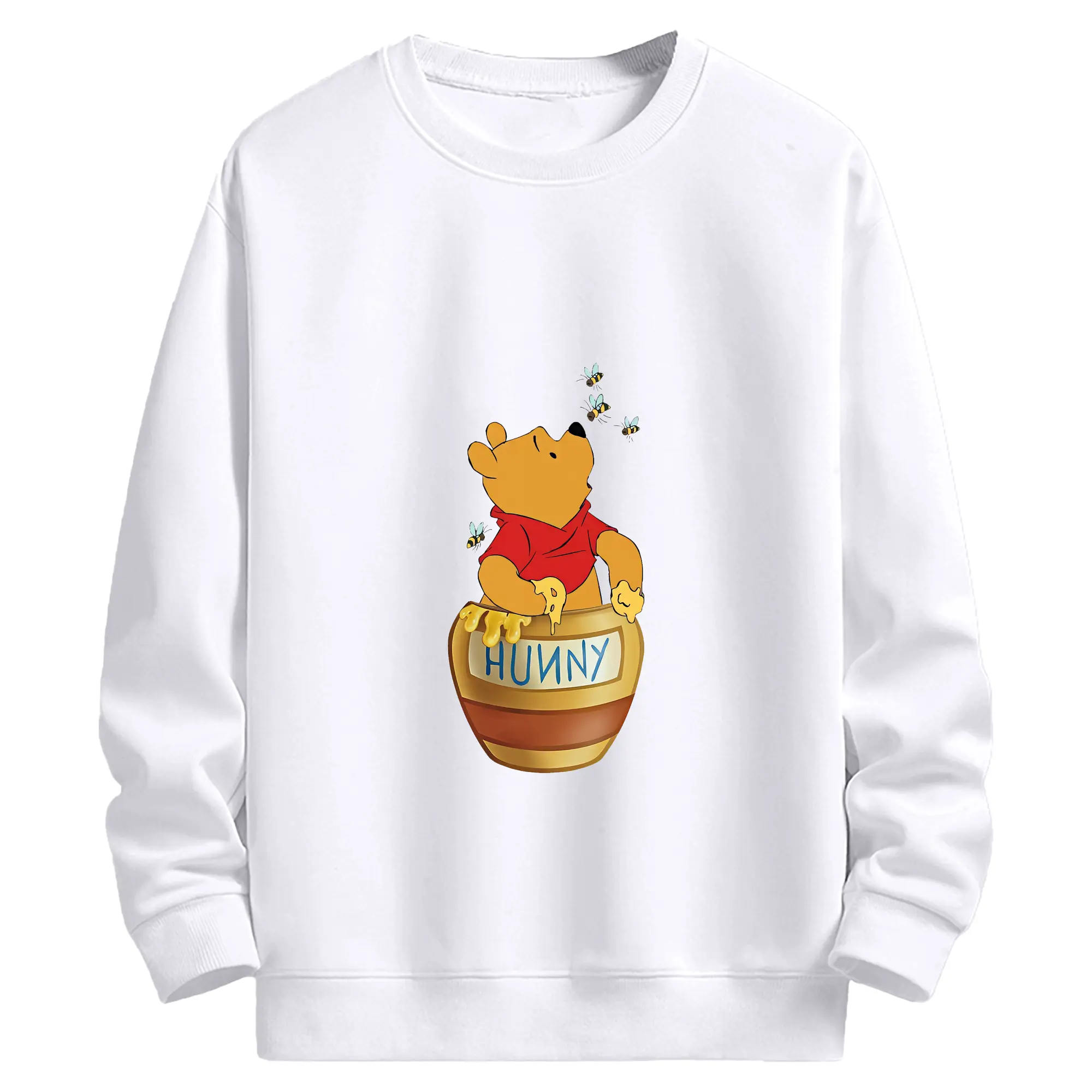 プーさん グッズ くまのプーさん - 高品質 クルーネック スウェット ・ コットン59％ ポリエステル41％ ・ ユニセックス 長袖 トレーナー ・ カジュアル デイリー スポーツ 散歩用