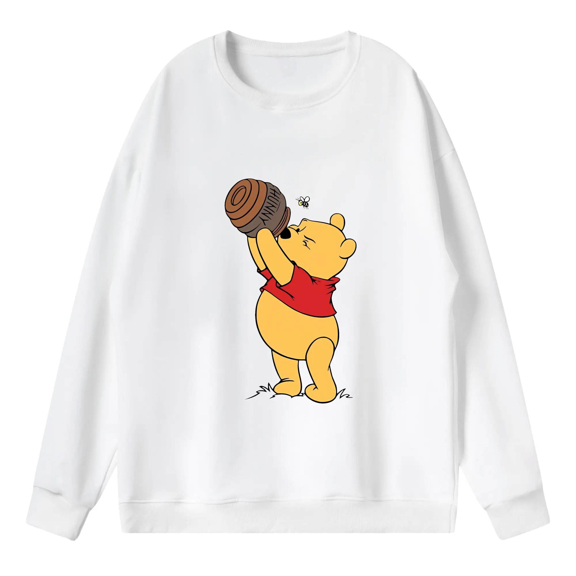 プーさん グッズ くまのプーさん - 薄手 クルーネック スウェット 裏毛260g · ポリエステル 春秋向け カジュアル 男女兼用 · トレーナー デイリー スポーツ 散歩に最適