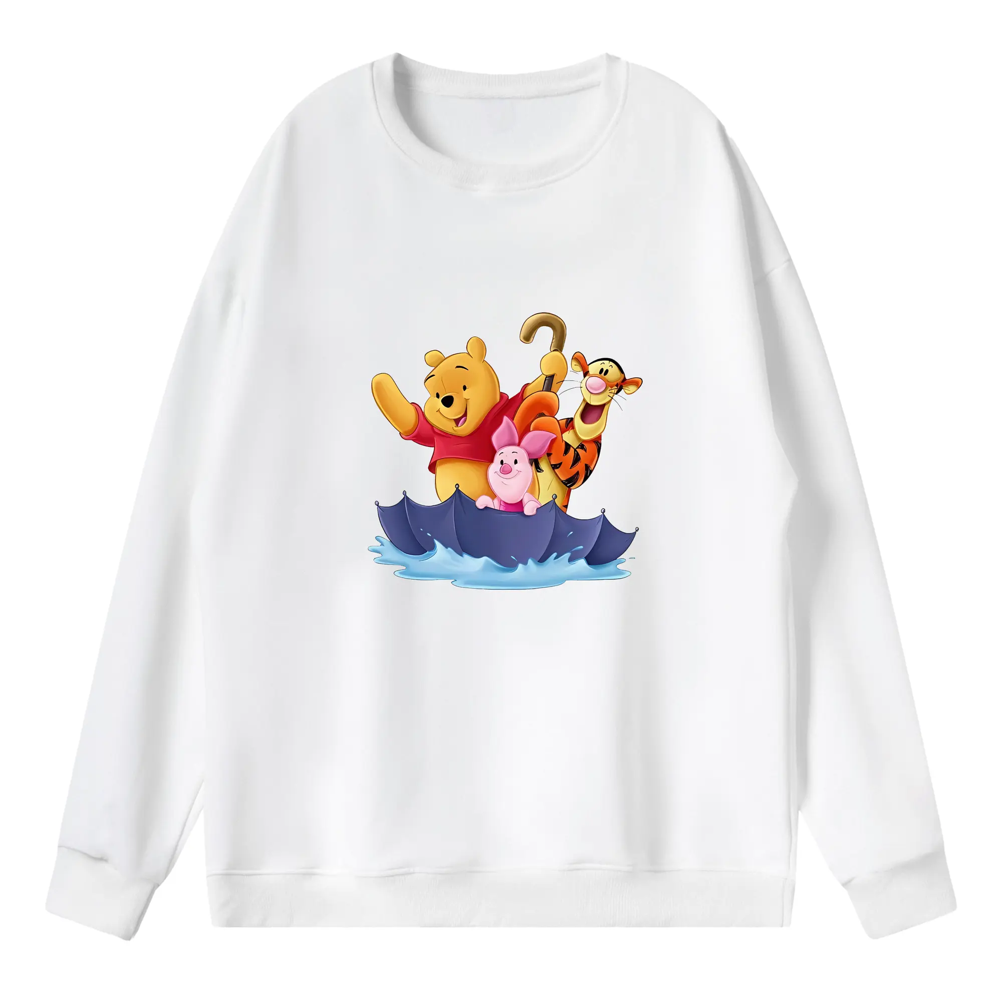 プーさん グッズ くまのプーさん - 薄手 クルーネック スウェット 裏毛260g · ポリエステル 春秋向け カジュアル 男女兼用 · トレーナー デイリー スポーツ 散歩に最適