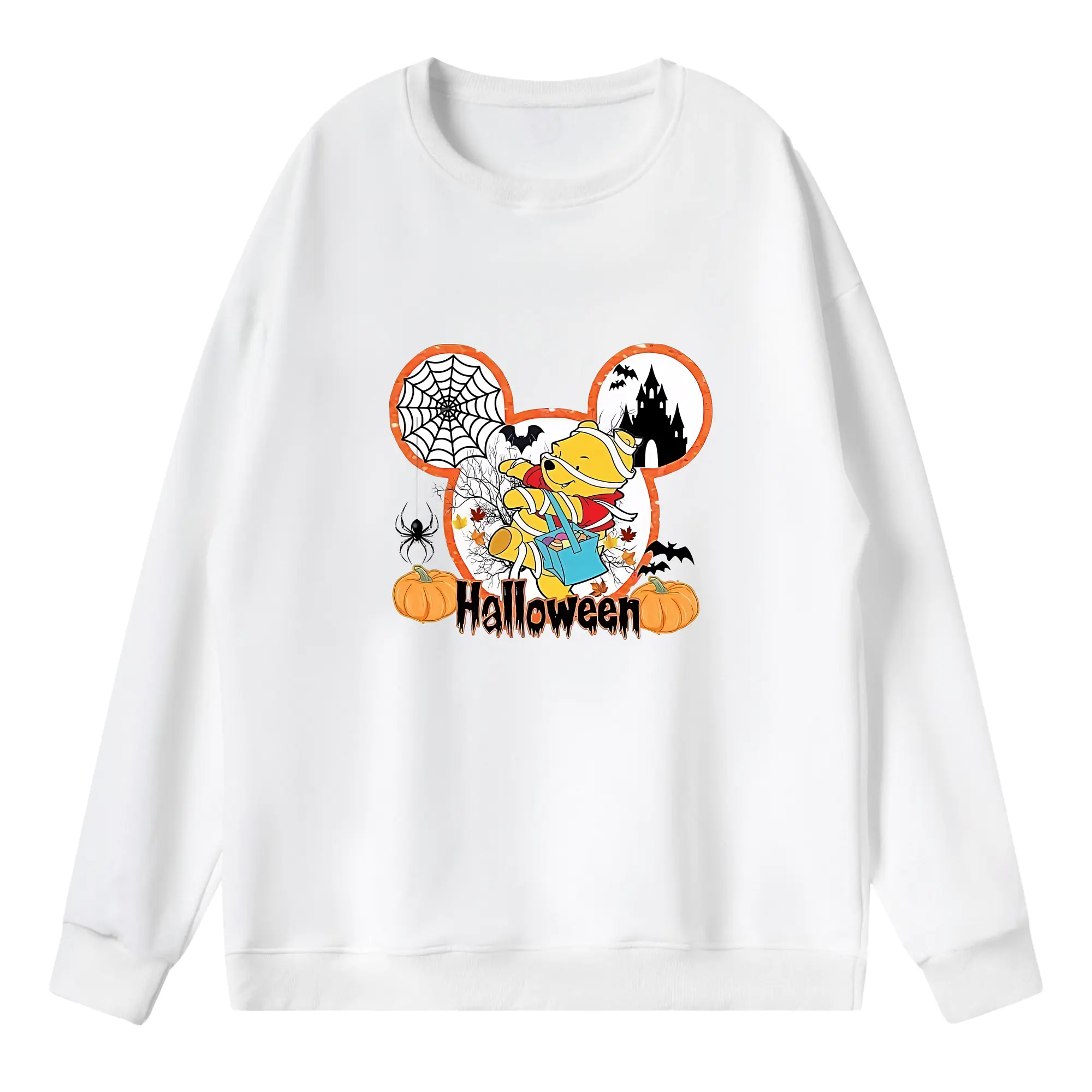 プーさん グッズ くまのプーさん - 薄手 クルーネック スウェット 裏毛260g · ポリエステル 春秋向け カジュアル 男女兼用 · トレーナー デイリー スポーツ 散歩に最適