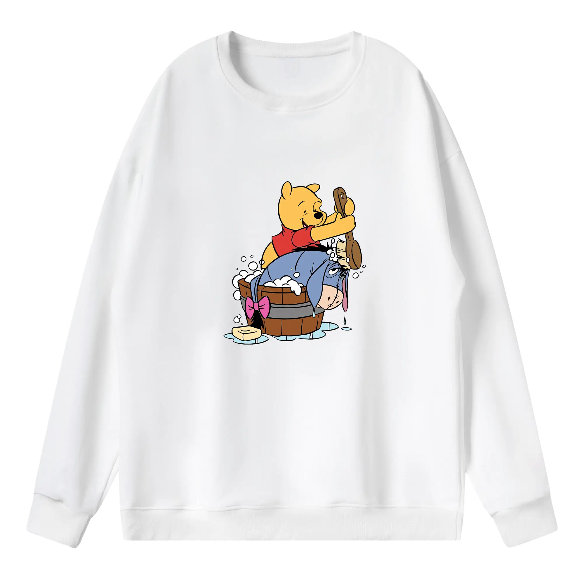 プーさん グッズ くまのプーさん - 薄手 クルーネック スウェット 裏毛260g · ポリエステル 春秋向け カジュアル 男女兼用 · トレーナー デイリー スポーツ 散歩に最適