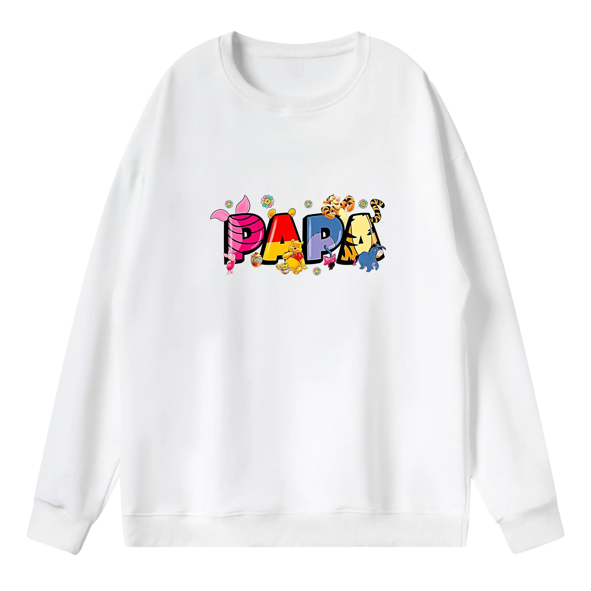 プーさん グッズ くまのプーさん - 薄手 クルーネック スウェット 裏毛260g · ポリエステル 春秋向け カジュアル 男女兼用 · トレーナー デイリー スポーツ 散歩に最適