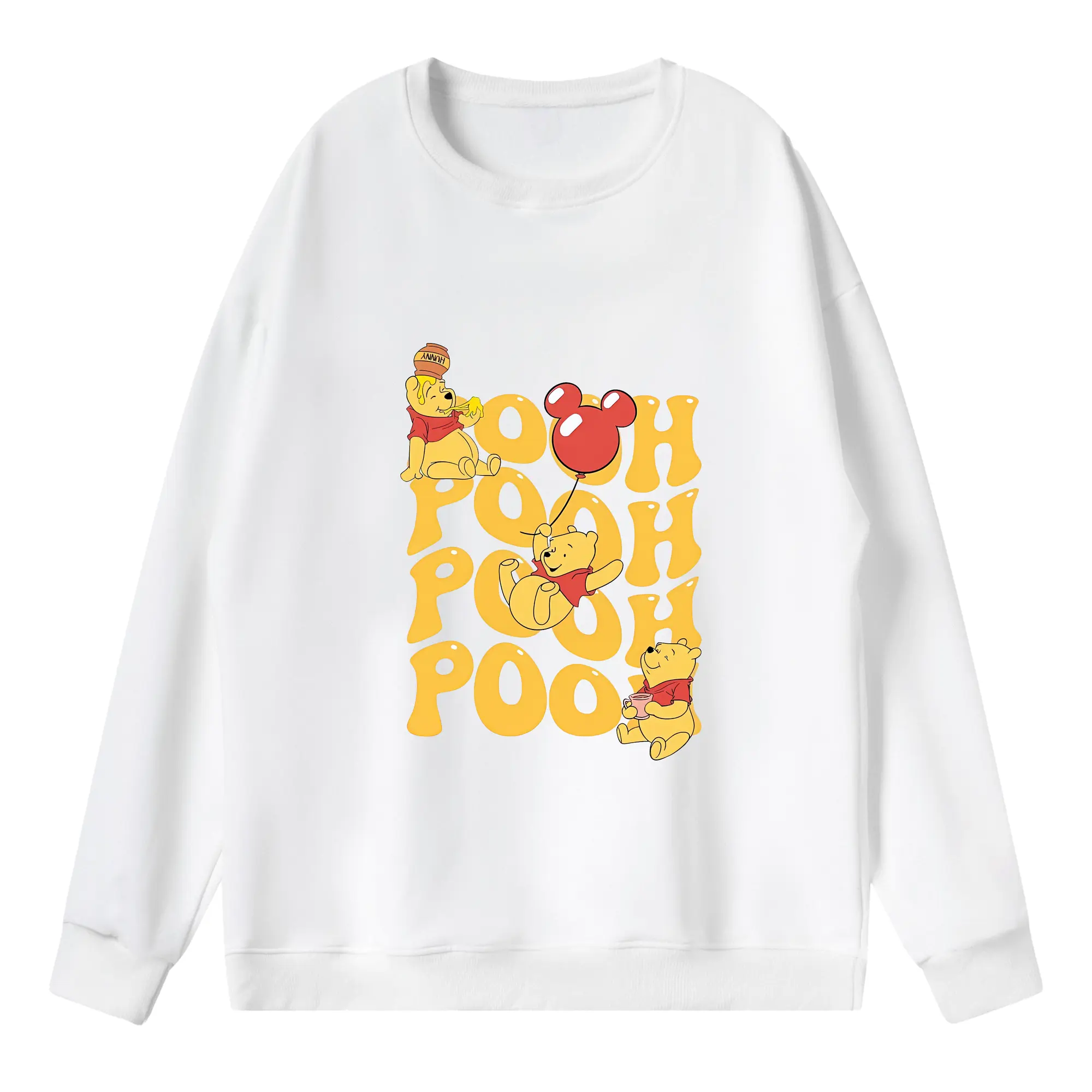 プーさん グッズ くまのプーさん - 薄手 クルーネック スウェット 裏毛260g · ポリエステル 春秋向け カジュアル 男女兼用 · トレーナー デイリー スポーツ 散歩に最適