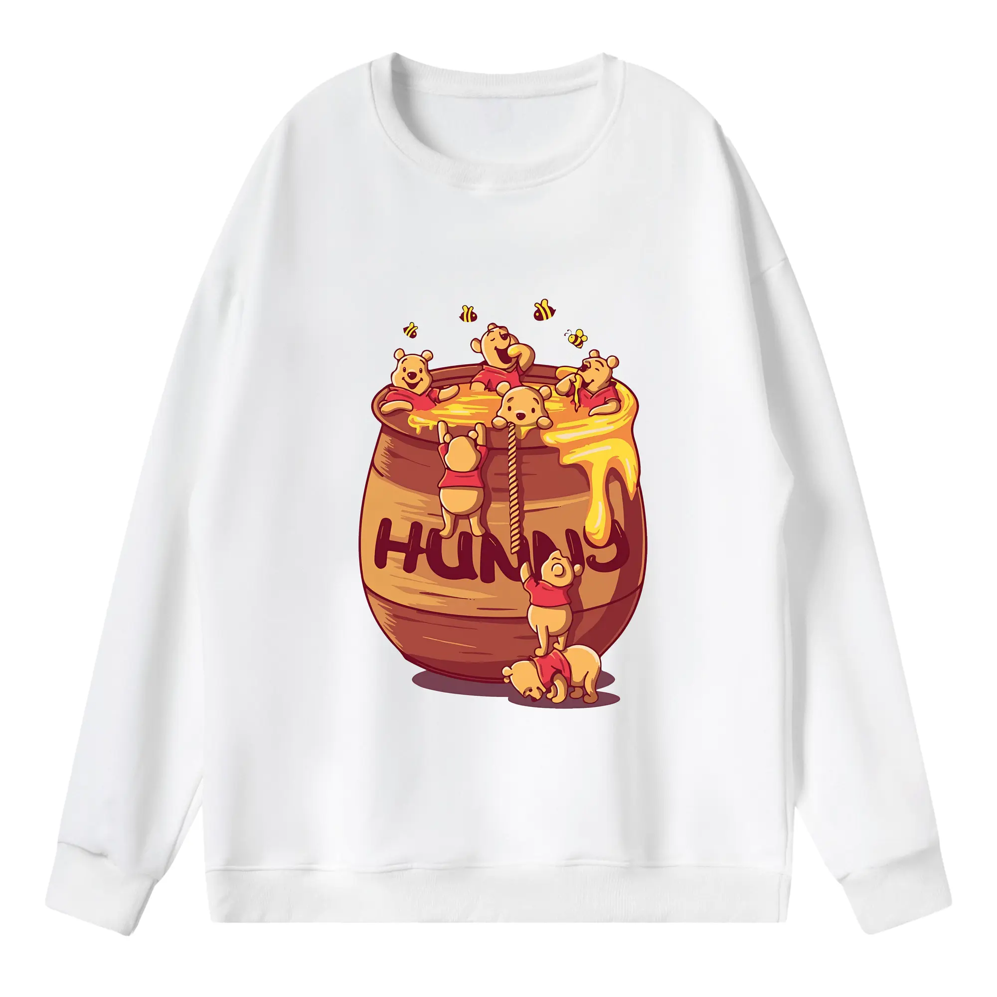 プーさん グッズ くまのプーさん - 薄手 クルーネック スウェット 裏毛260g · ポリエステル 春秋向け カジュアル 男女兼用 · トレーナー デイリー スポーツ 散歩に最適