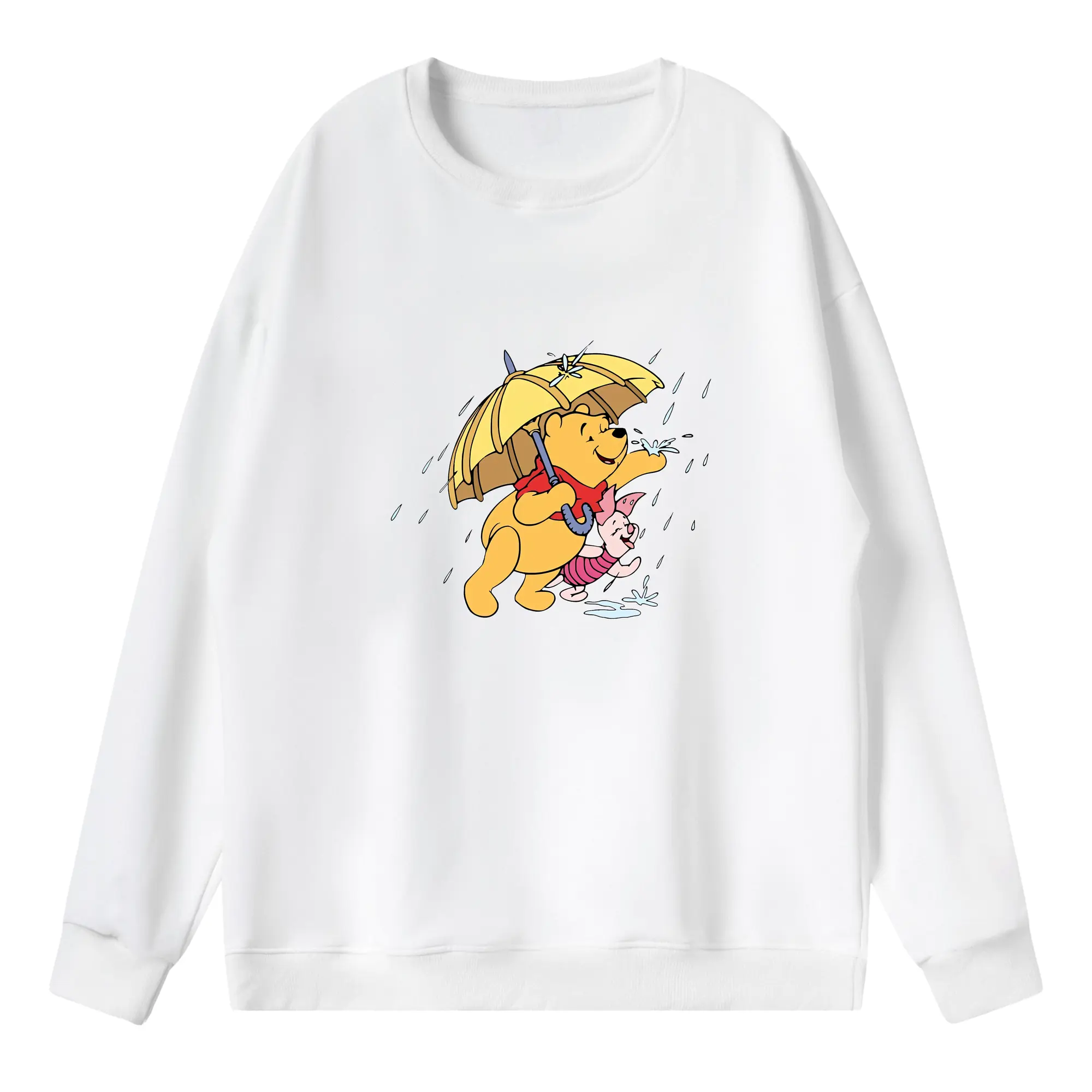 プーさん グッズ くまのプーさん - 薄手 クルーネック スウェット 裏毛260g · ポリエステル 春秋向け カジュアル 男女兼用 · トレーナー デイリー スポーツ 散歩に最適
