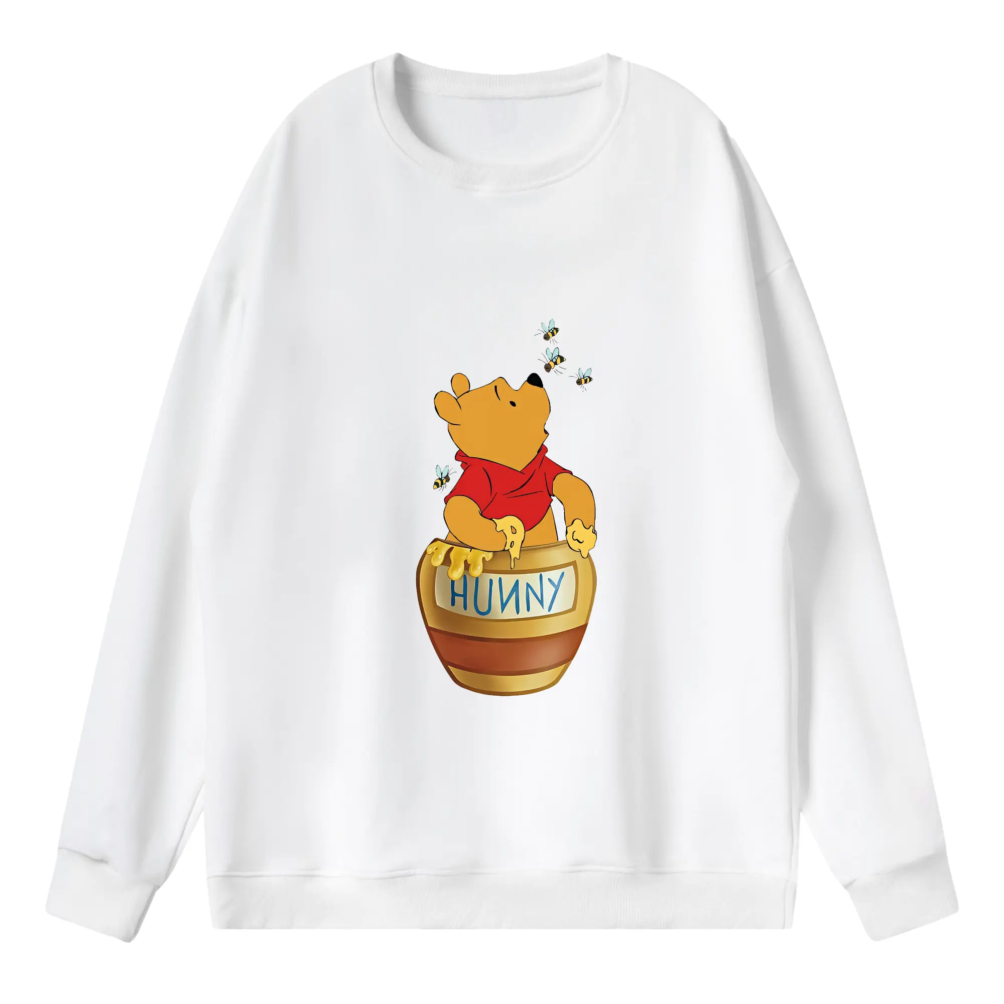プーさん グッズ くまのプーさん - 薄手 クルーネック スウェット 裏毛260g · ポリエステル 春秋向け カジュアル 男女兼用 · トレーナー デイリー スポーツ 散歩に最適
