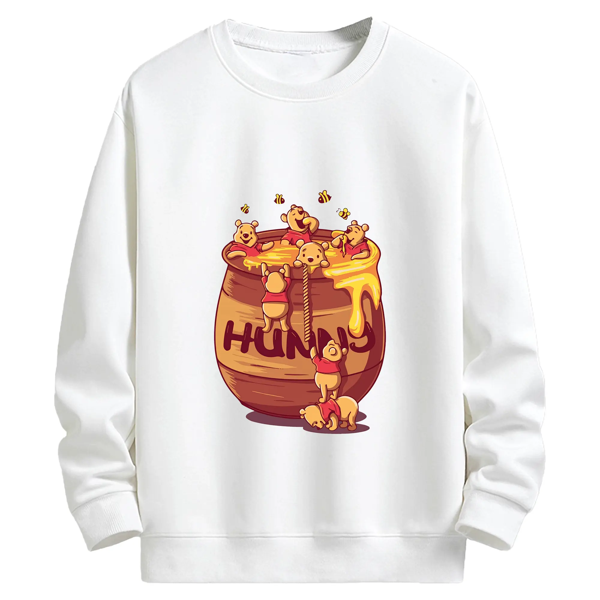 プーさん グッズ くまのプーさん - キッズ クルーネックスウェットシャツ ・ フロントプリント ・ 綿80％ ポリエステル20％ ・ 快適 通学 スポーツ 日常使い お散歩用