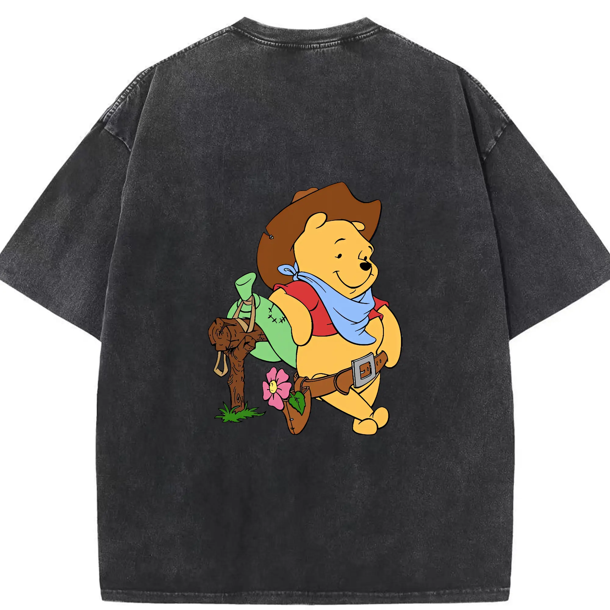 プーさん グッズ くまのプーさん - 綿100％ ヴィンテージ風 半袖Tシャツ ・ 背面プリント ・ 柔らか肌触り ・ 通気性 快適 ・ スポーツ カジュアル 外出用