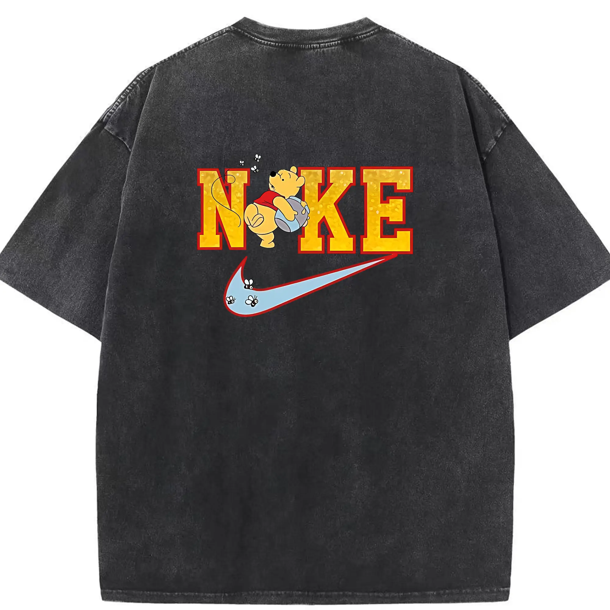 プーさん グッズ くまのプーさん - 綿100％ ヴィンテージ風 半袖Tシャツ ・ 背面プリント ・ 柔らか肌触り ・ 通気性 快適 ・ スポーツ カジュアル 外出用