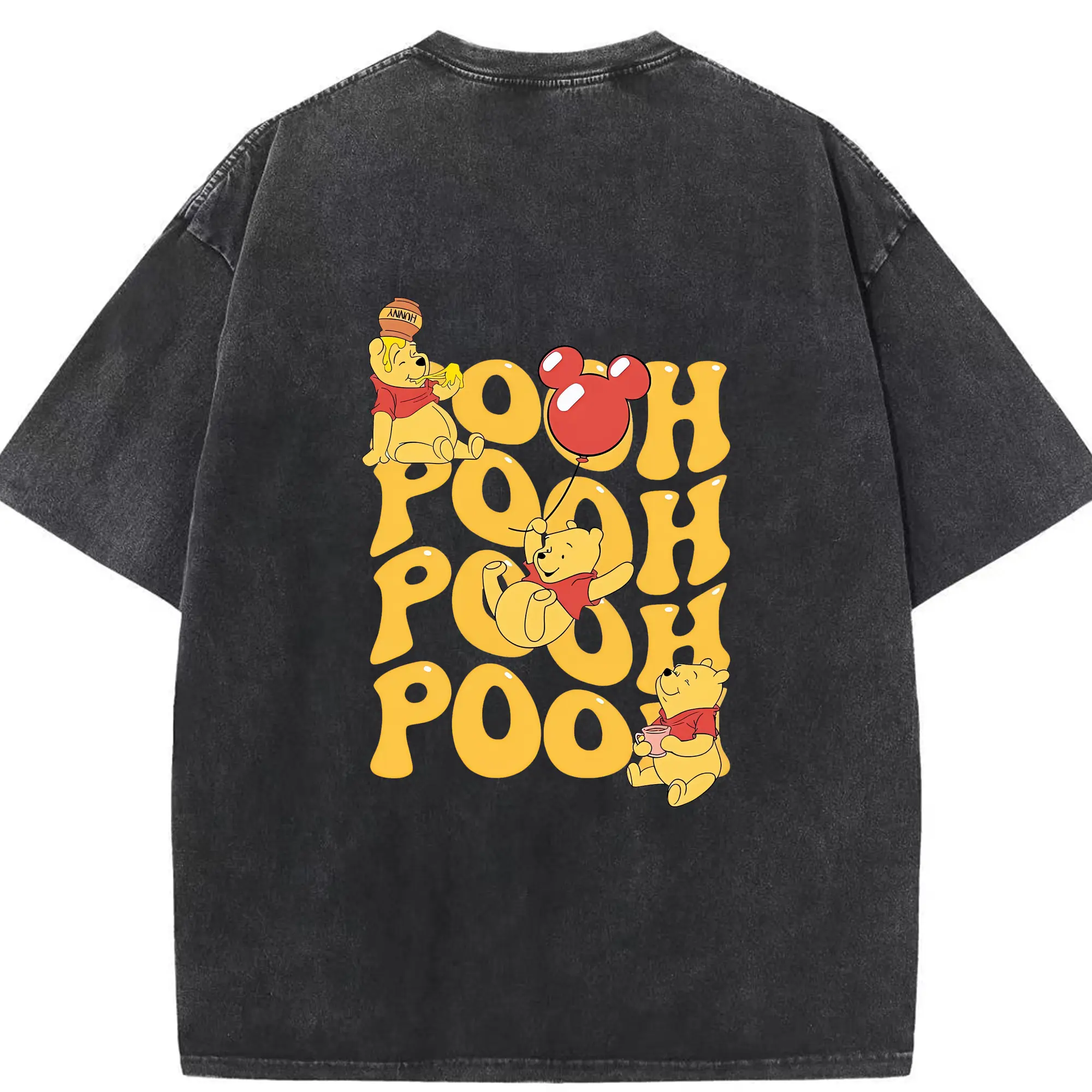 プーさん グッズ くまのプーさん - 綿100％ ヴィンテージ風 半袖Tシャツ ・ 背面プリント ・ 柔らか肌触り ・ 通気性 快適 ・ スポーツ カジュアル 外出用