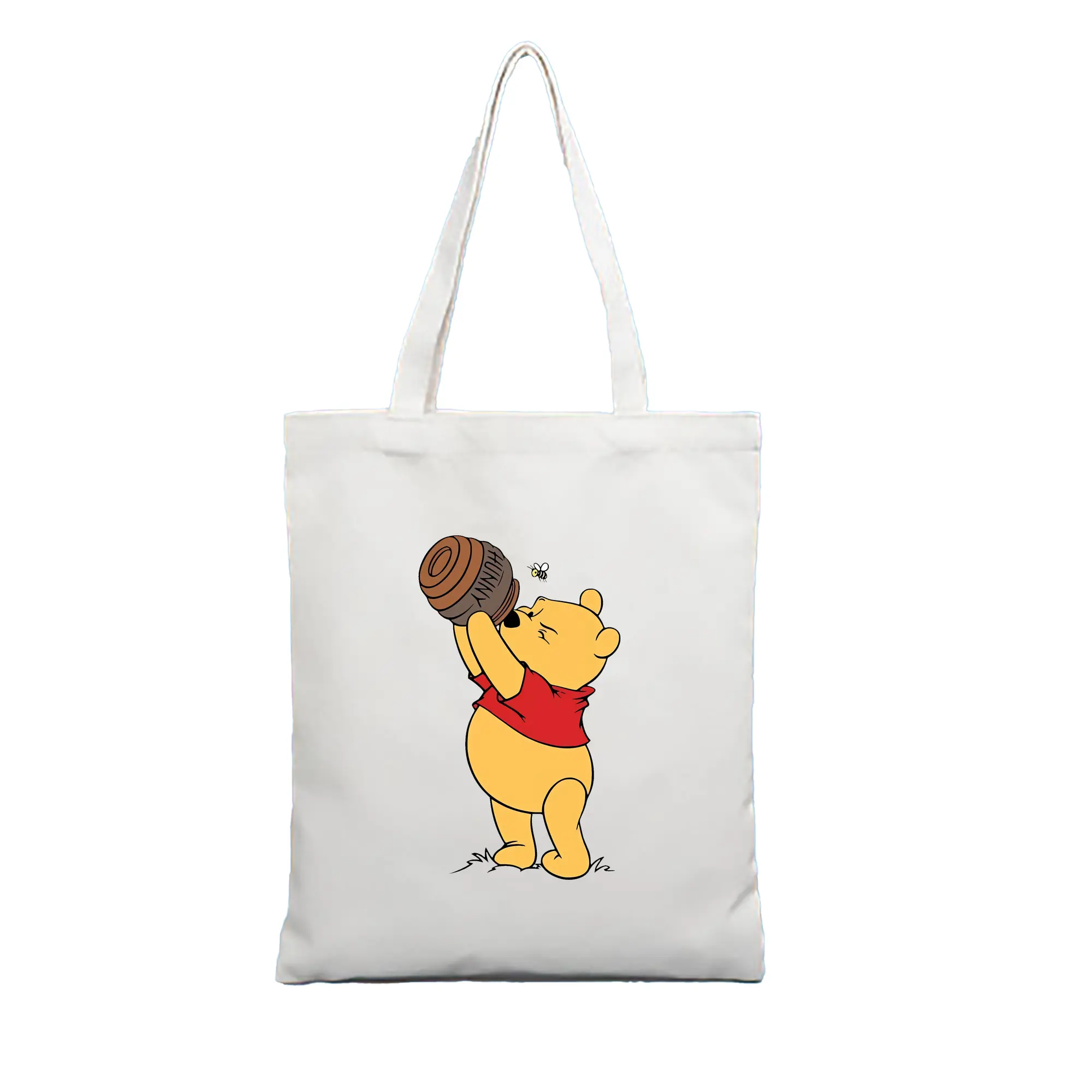 プーさん グッズ くまのプーさん - 縦型キャンバス手提げバッグ（トートバッグ） ・ キャンバス素材 ・ ショッピング用 ・ 軽量 丈夫 お手入れ簡単
