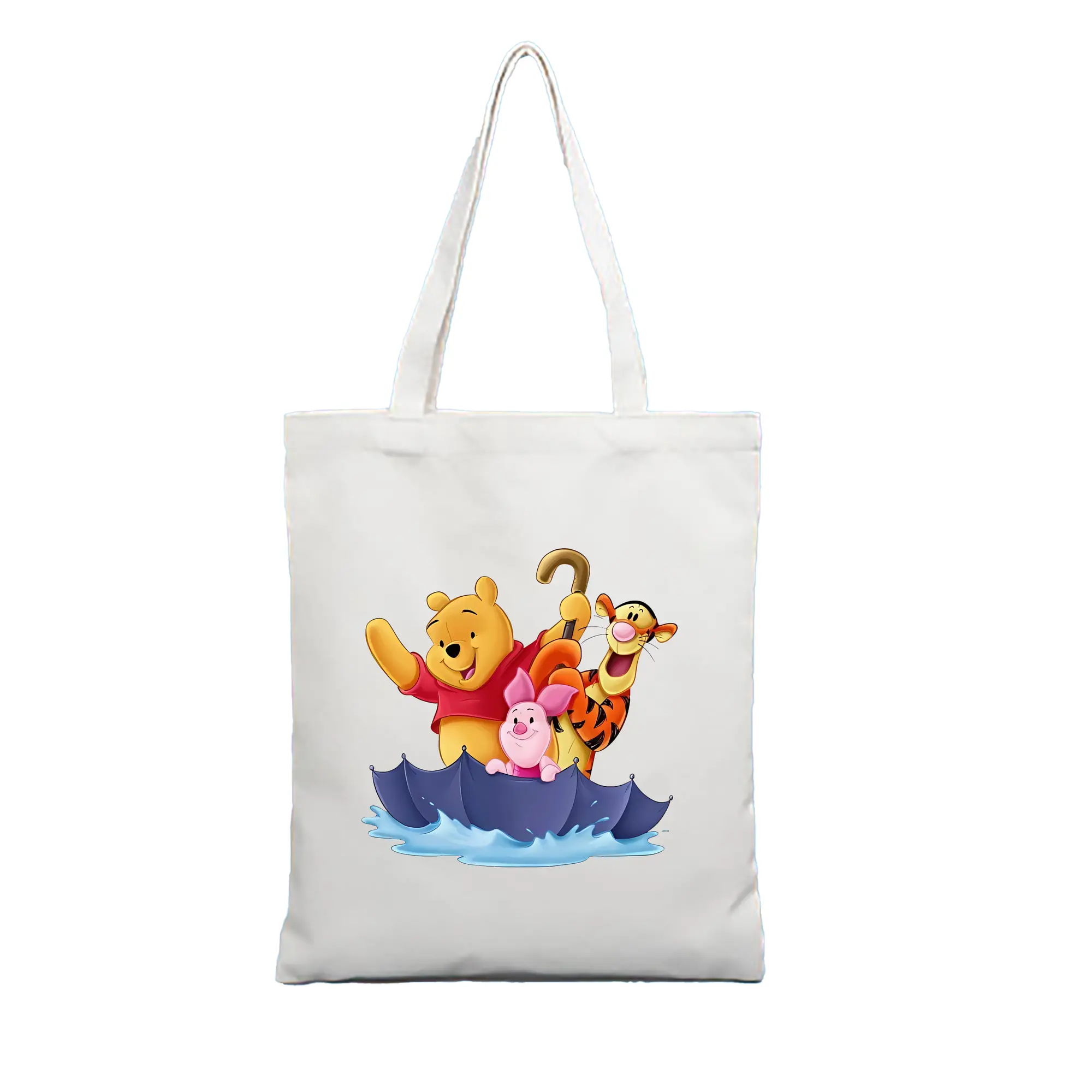 プーさん グッズ くまのプーさん - 縦型キャンバス手提げバッグ（トートバッグ） ・ キャンバス素材 ・ ショッピング用 ・ 軽量 丈夫 お手入れ簡単
