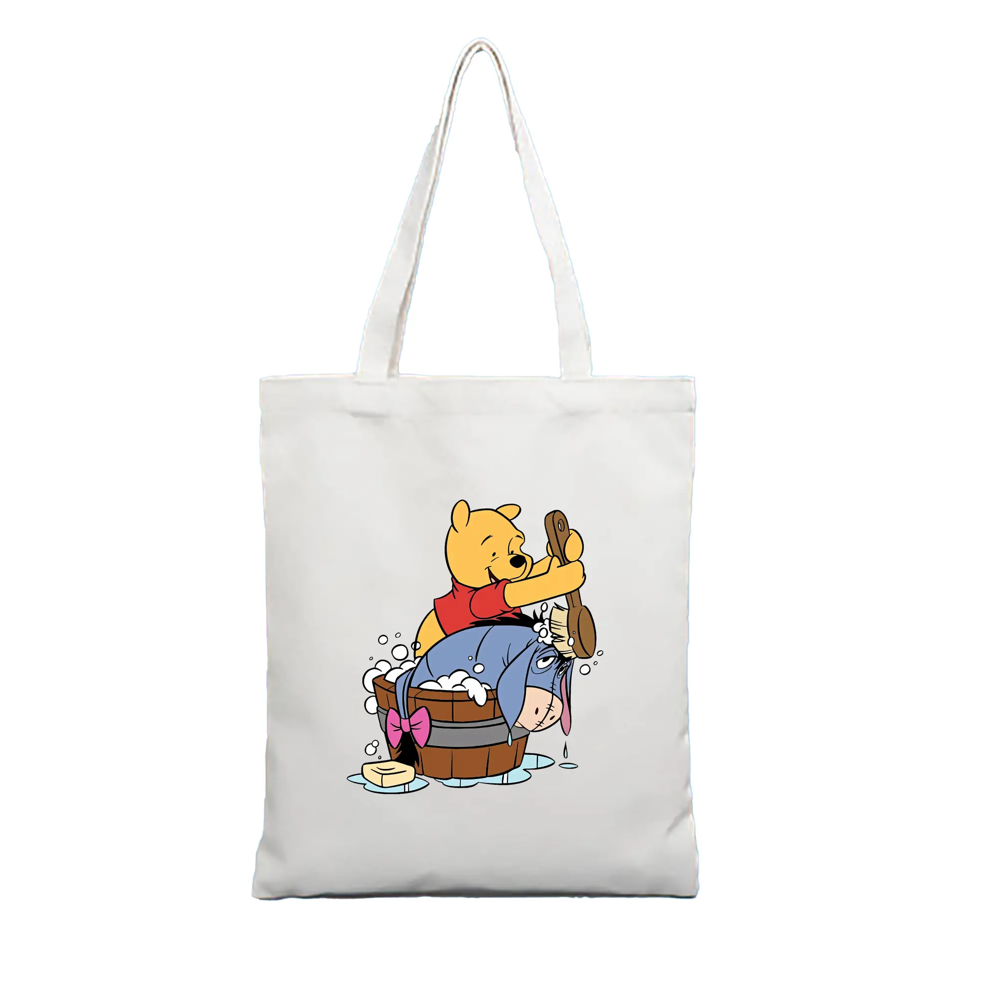 プーさん グッズ くまのプーさん - 縦型キャンバス手提げバッグ（トートバッグ） ・ キャンバス素材 ・ ショッピング用 ・ 軽量 丈夫 お手入れ簡単