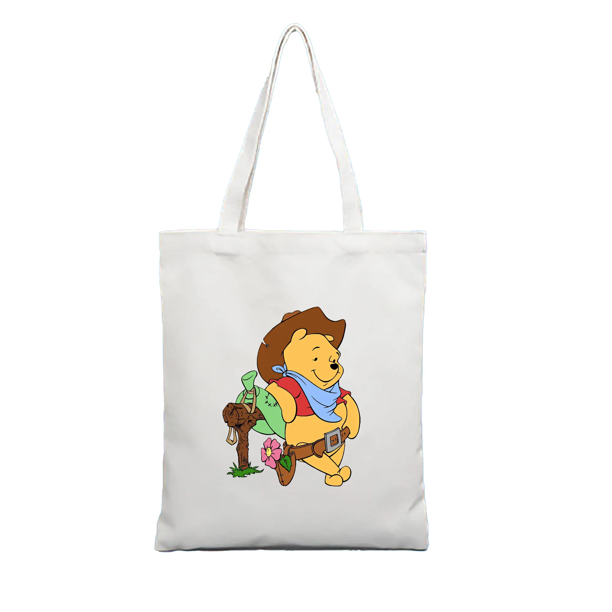 プーさん グッズ くまのプーさん - 縦型キャンバス手提げバッグ（トートバッグ） ・ キャンバス素材 ・ ショッピング用 ・ 軽量 丈夫 お手入れ簡単