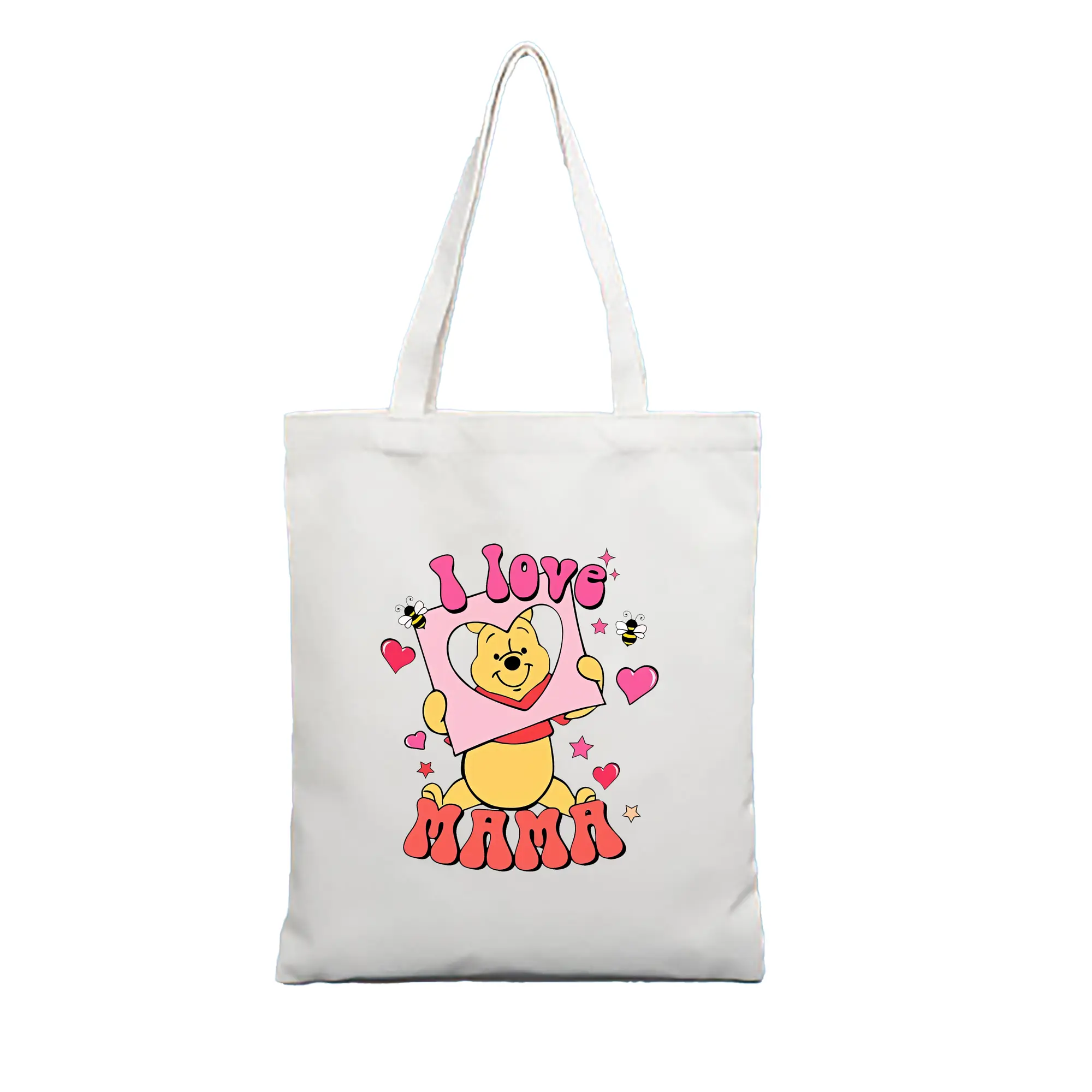 プーさん グッズ くまのプーさん - 縦型キャンバス手提げバッグ（トートバッグ） ・ キャンバス素材 ・ ショッピング用 ・ 軽量 丈夫 お手入れ簡単