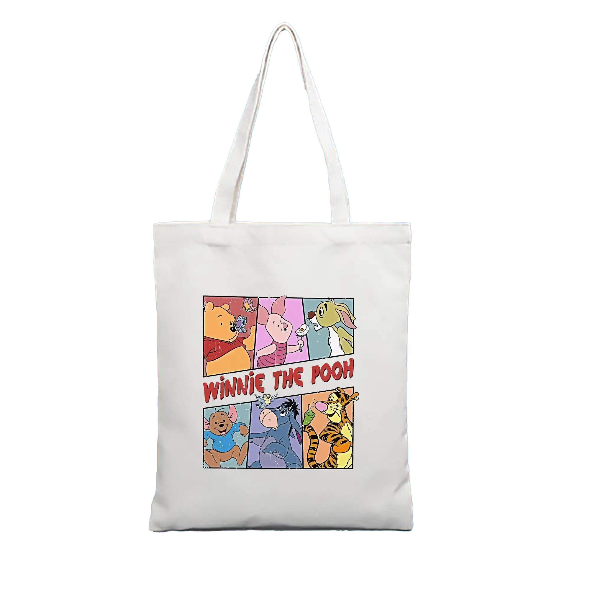プーさん グッズ くまのプーさん - 縦型キャンバス手提げバッグ（トートバッグ） ・ キャンバス素材 ・ ショッピング用 ・ 軽量 丈夫 お手入れ簡単