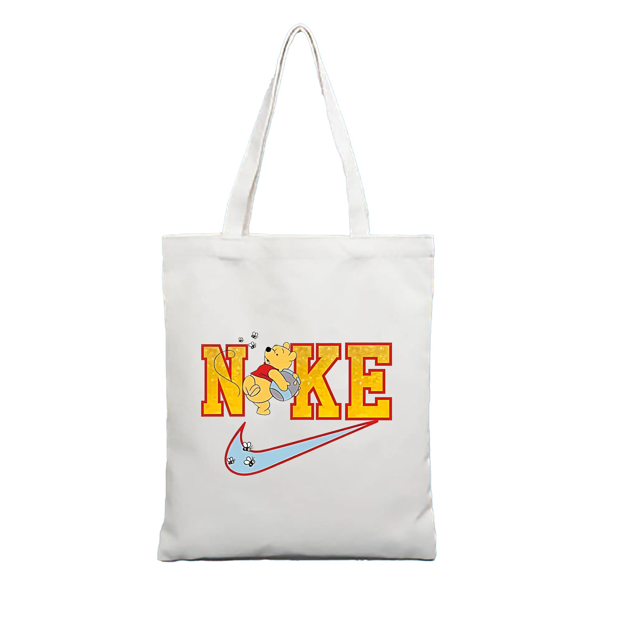 プーさん グッズ くまのプーさん - 縦型キャンバス手提げバッグ（トートバッグ） ・ キャンバス素材 ・ ショッピング用 ・ 軽量 丈夫 お手入れ簡単