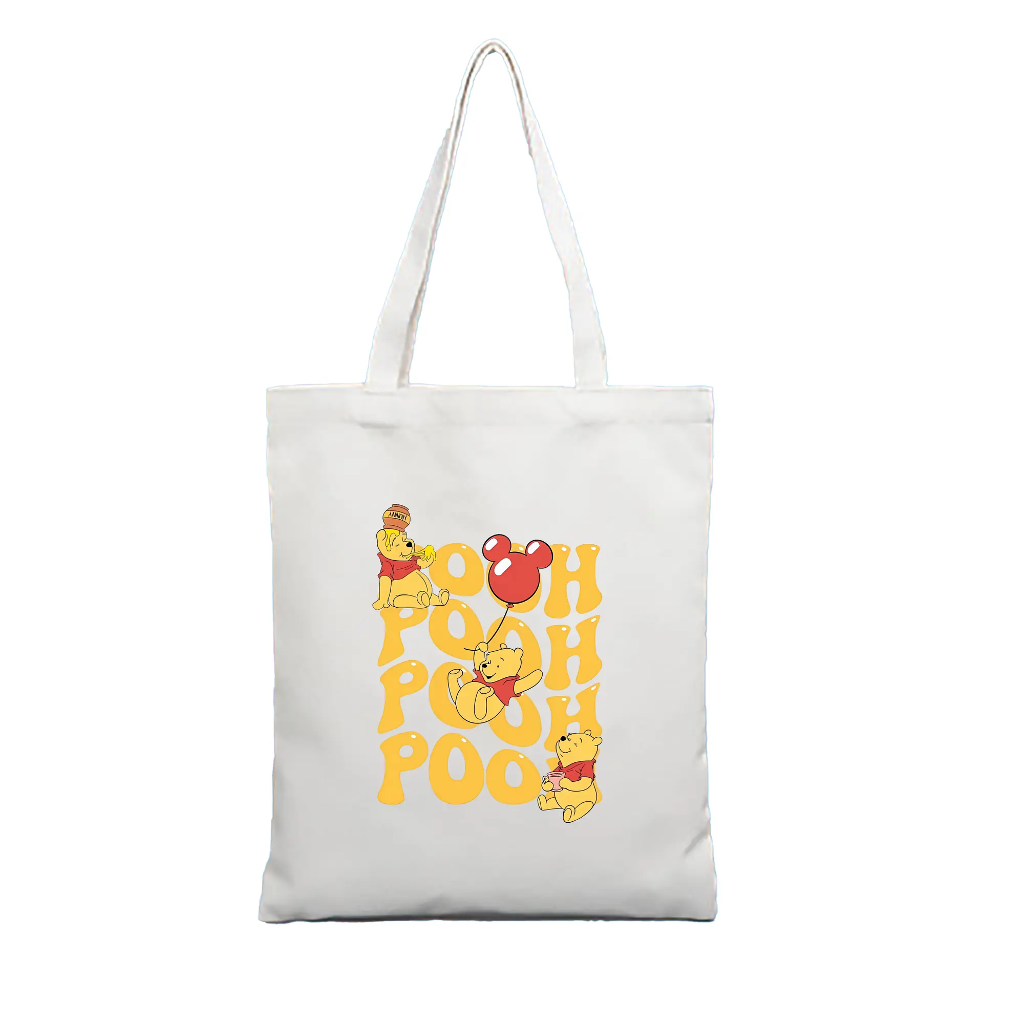 プーさん グッズ くまのプーさん - 縦型キャンバス手提げバッグ（トートバッグ） ・ キャンバス素材 ・ ショッピング用 ・ 軽量 丈夫 お手入れ簡単
