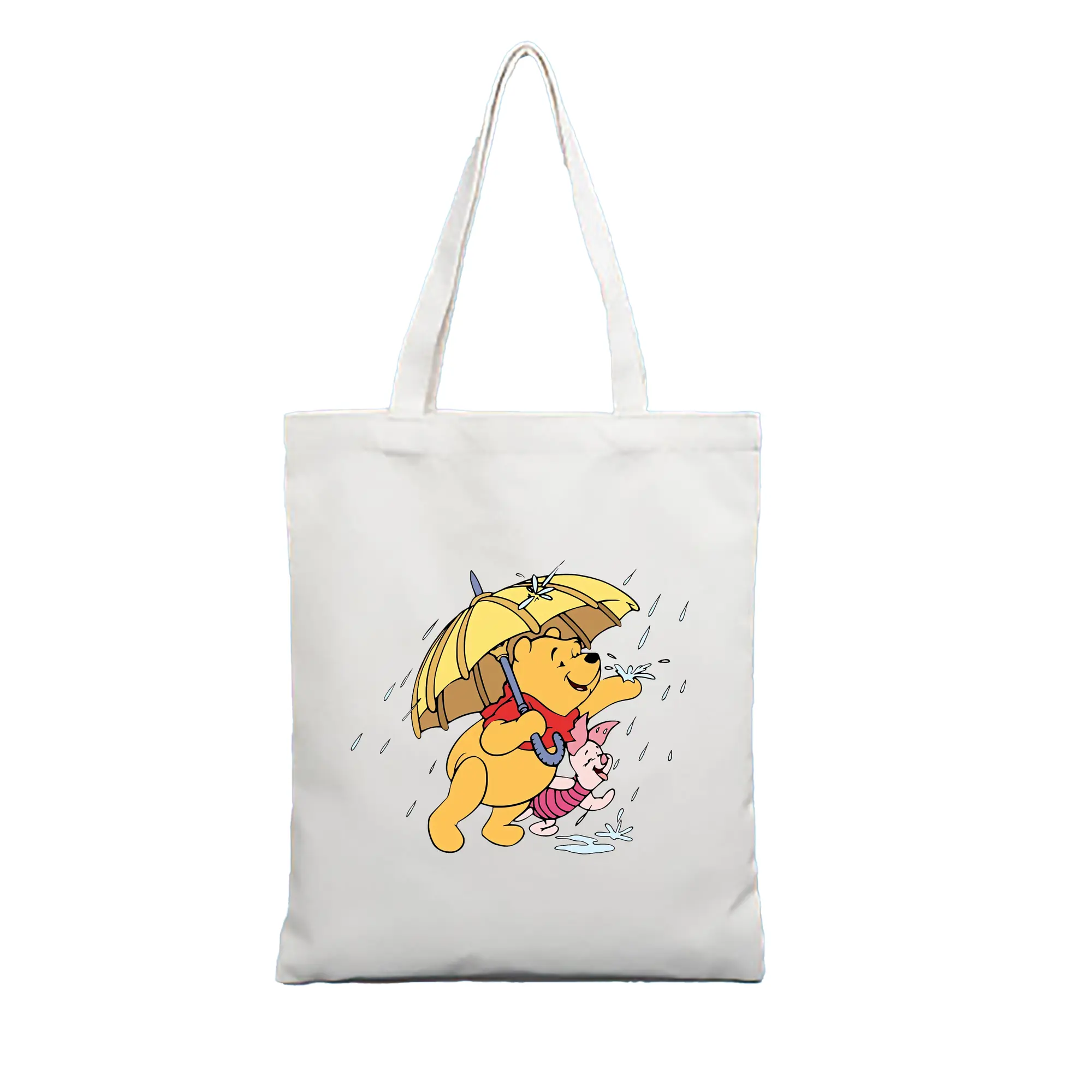 プーさん グッズ くまのプーさん - 縦型キャンバス手提げバッグ（トートバッグ） ・ キャンバス素材 ・ ショッピング用 ・ 軽量 丈夫 お手入れ簡単