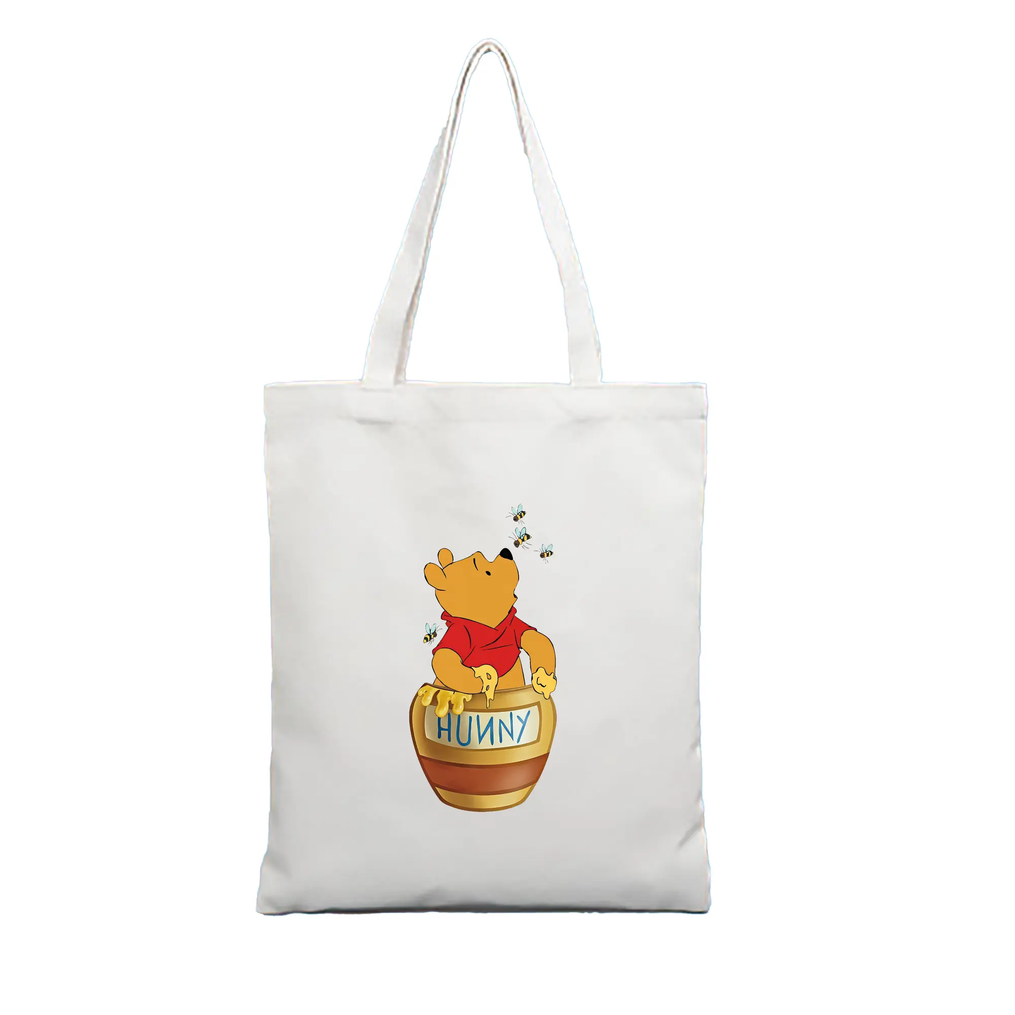プーさん グッズ くまのプーさん - 縦型キャンバス手提げバッグ（トートバッグ） ・ キャンバス素材 ・ ショッピング用 ・ 軽量 丈夫 お手入れ簡単