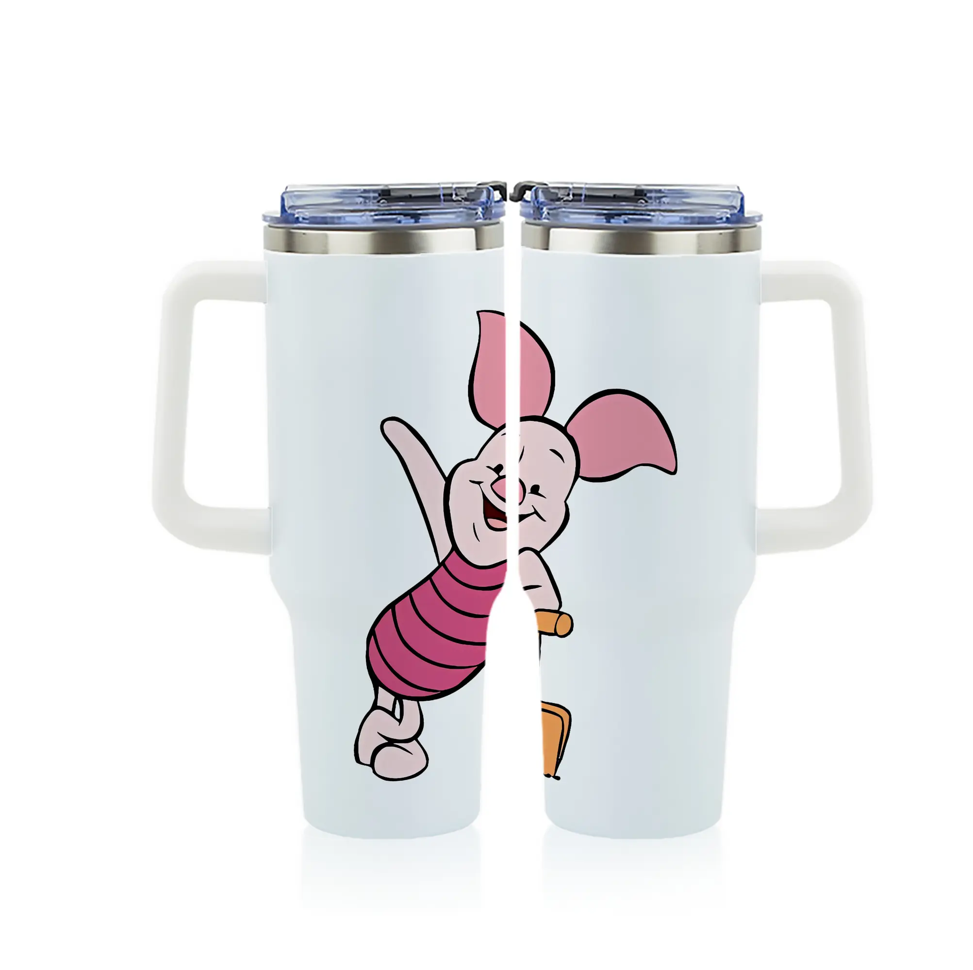 プーさん グッズ ピグレット - 1200mL フルプリント車用タンブラー ・ 304ステンレス 内側 ・ 201ステンレス 外側 ・ 保温 保冷 ・ 通勤 ドライブ アウトドア用