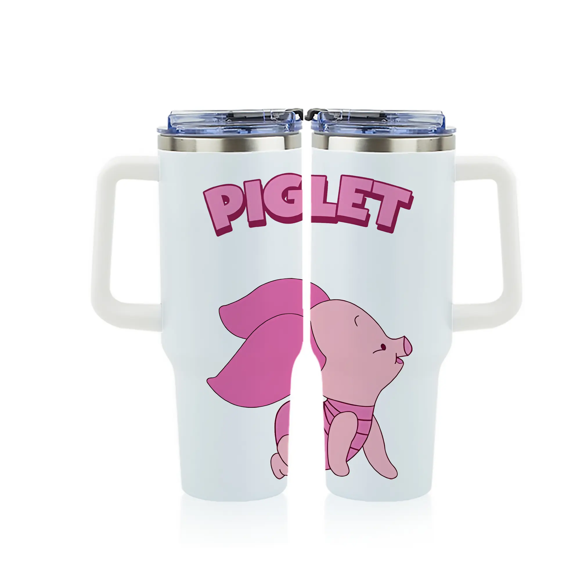 プーさん グッズ ピグレット - 1200mL フルプリント車用タンブラー ・ 304ステンレス 内側 ・ 201ステンレス 外側 ・ 保温 保冷 ・ 通勤 ドライブ アウトドア用