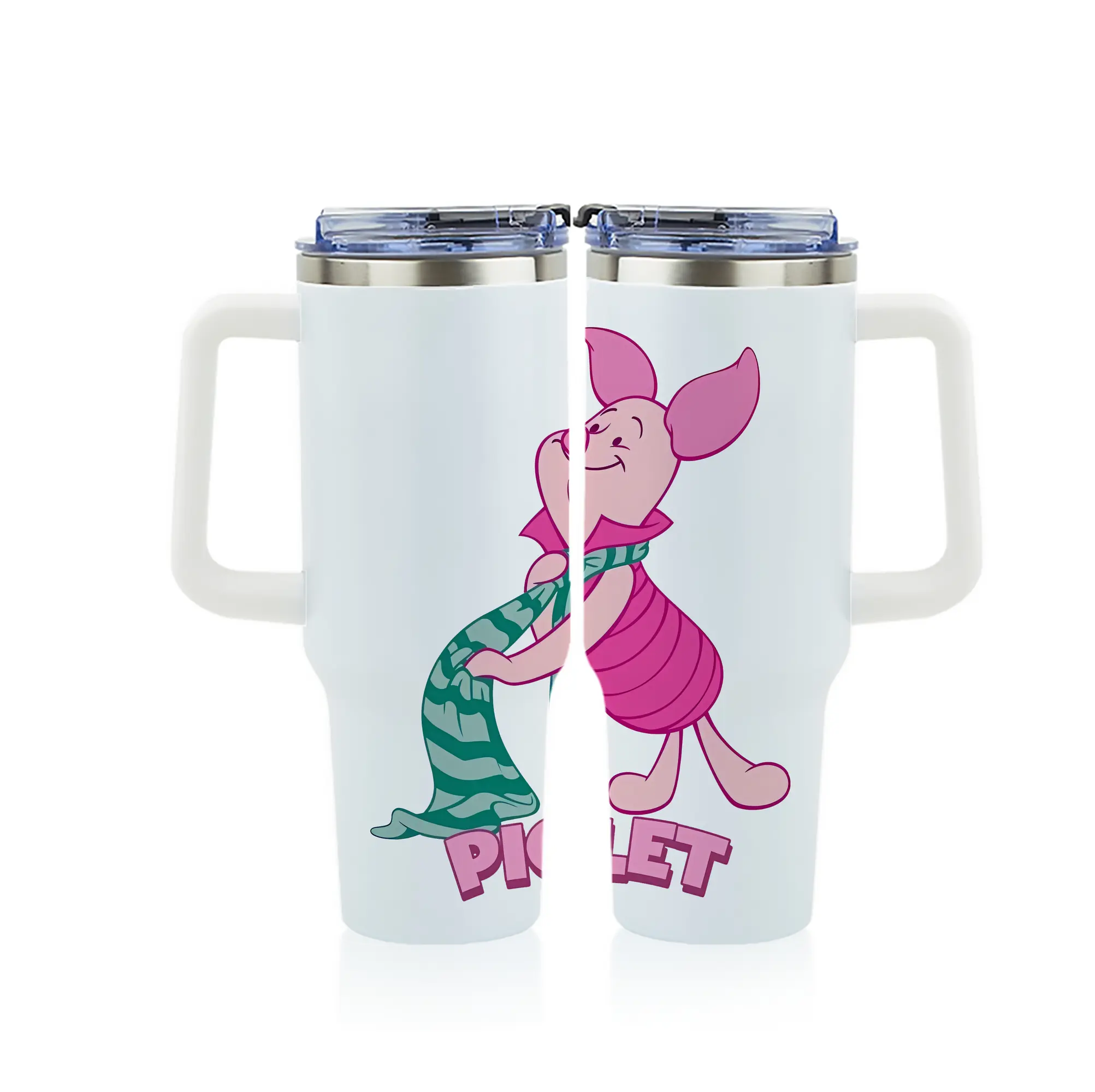 プーさん グッズ ピグレット - 1200mL フルプリント車用タンブラー ・ 304ステンレス 内側 ・ 201ステンレス 外側 ・ 保温 保冷 ・ 通勤 ドライブ アウトドア用