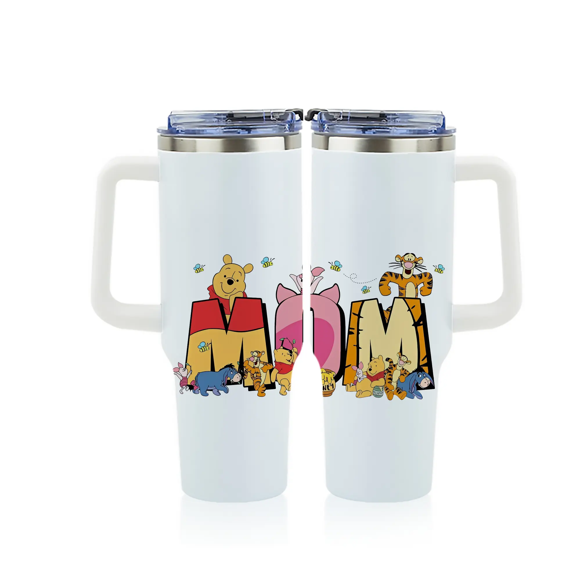 プーさん グッズ ピグレット - 1200mL フルプリント車用タンブラー ・ 304ステンレス 内側 ・ 201ステンレス 外側 ・ 保温 保冷 ・ 通勤 ドライブ アウトドア用